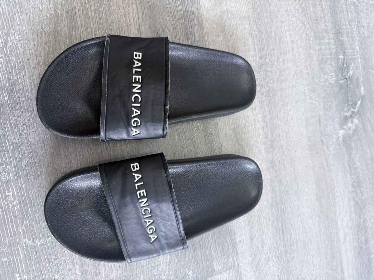 Balenciaga Balenciaga womens Black Printed Logo Slides Sandals Shoes Size US 6.5 / IT 36.5 - 1 Thumbnail