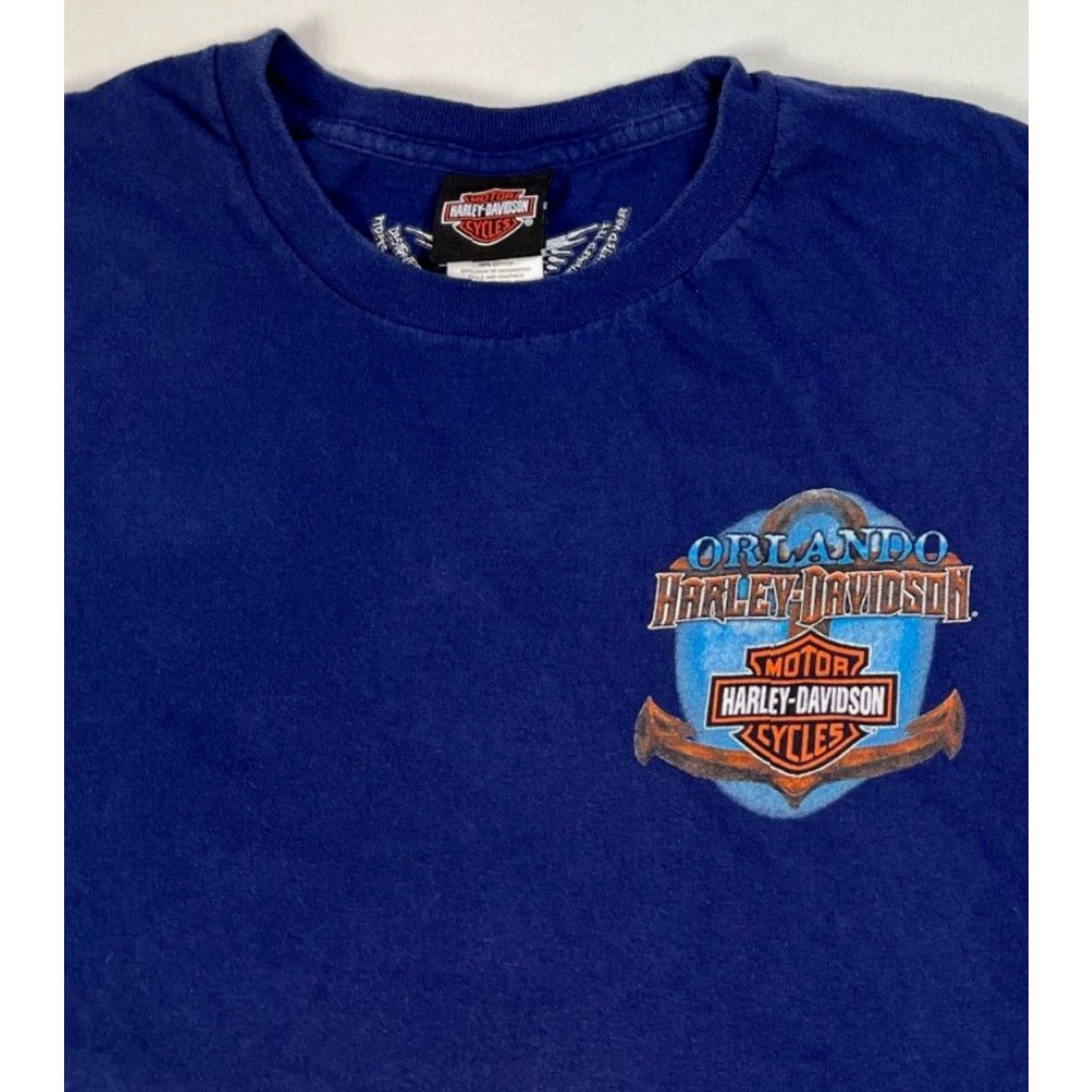 Harley Davidson Harley-Davidson T-Shirt Mens Shirt Short Sleeve Crew Neck 3XL Navy Blue Double-Sided 2016 Orlando FL) Size US XXL / EU 58 / 5 - 5 Thumbnail