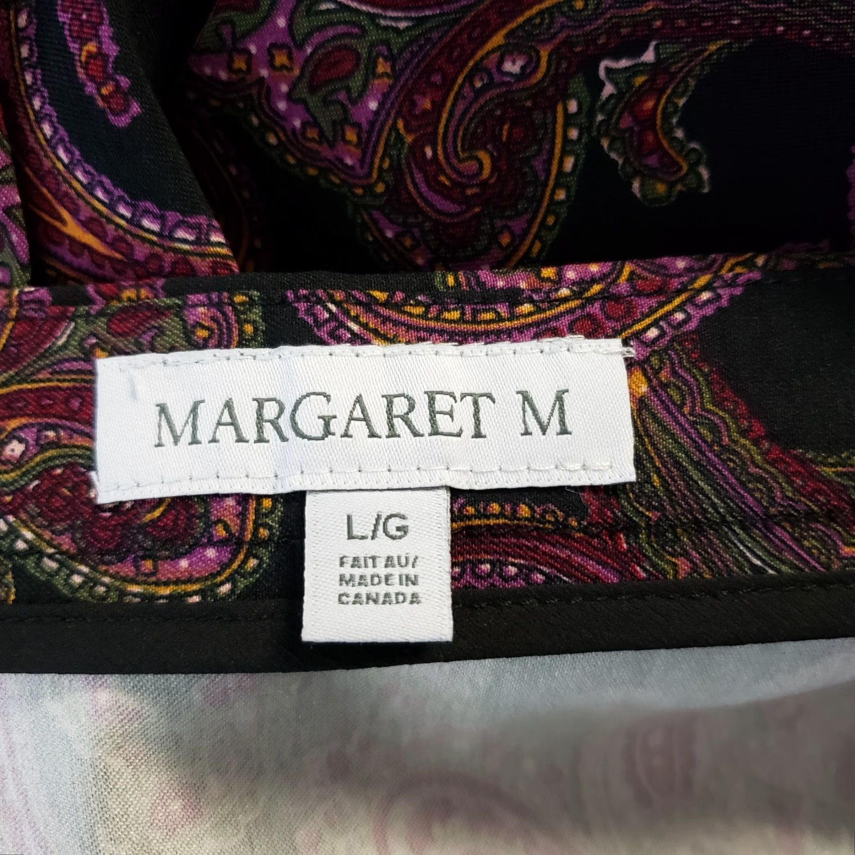 Vintage Margaret M Skirt Womens L Black Purple Paisley Pull On Rayon Blend Size 36" / US 14 / IT 50 - 4 Thumbnail