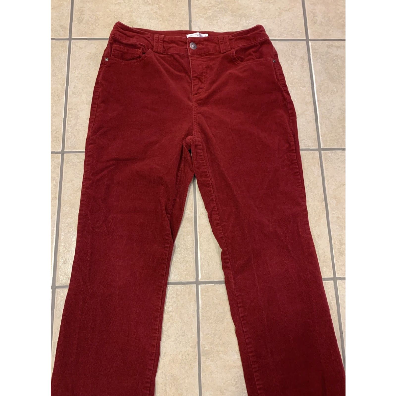 Vintage VINTAGE Christopher & Banks Women's 6P Petite Red Corduroy Pants Straight Leg Pants Slimming 30x27 Womens Size 28" / US 6 / IT 42 - 3 Thumbnail