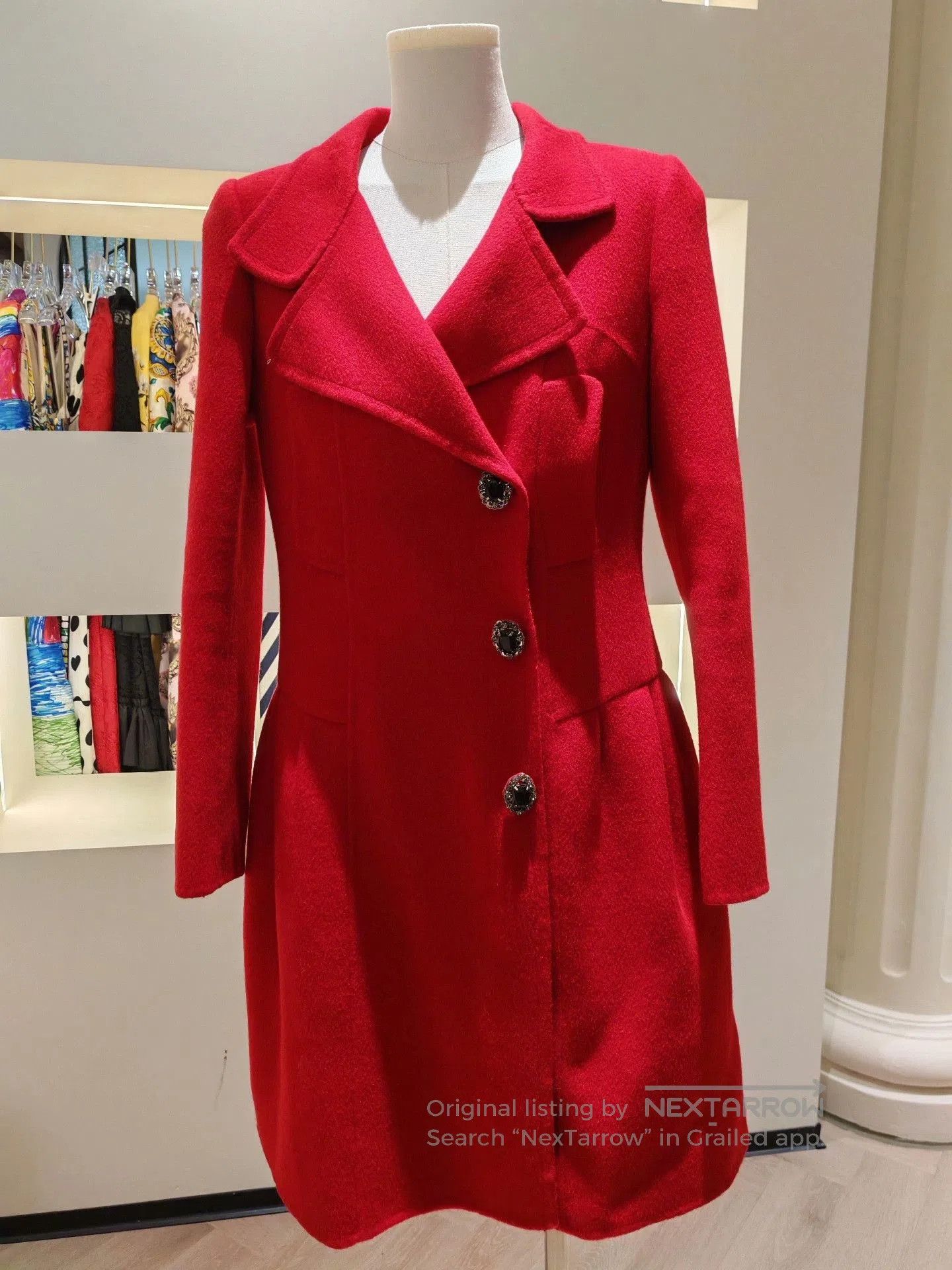 Other SJ Red Wool Coat with Rhinestone Buttons. Size M / US 6-8 / IT 42-44 - 1 Thumbnail