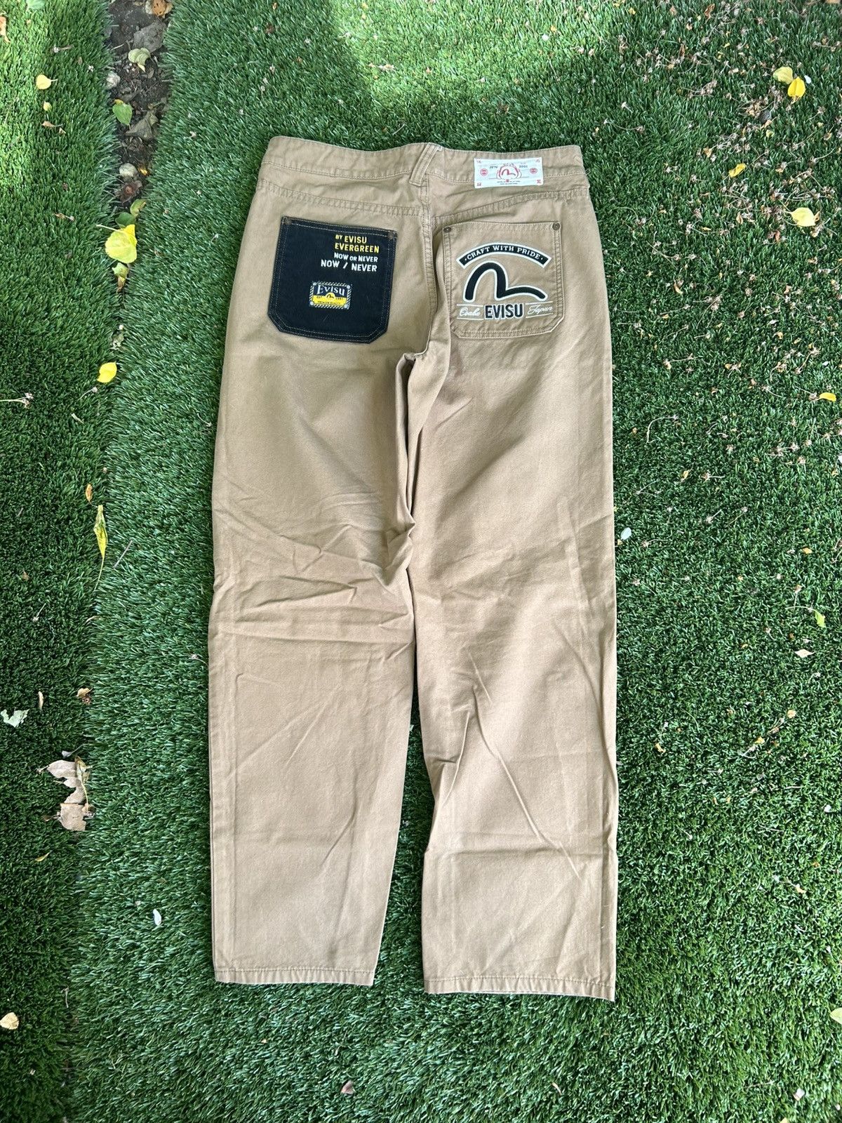 Evisu Evisu Evergreen Seagull Embroidered Work Khaki Pants Size US 29 - 1 Thumbnail