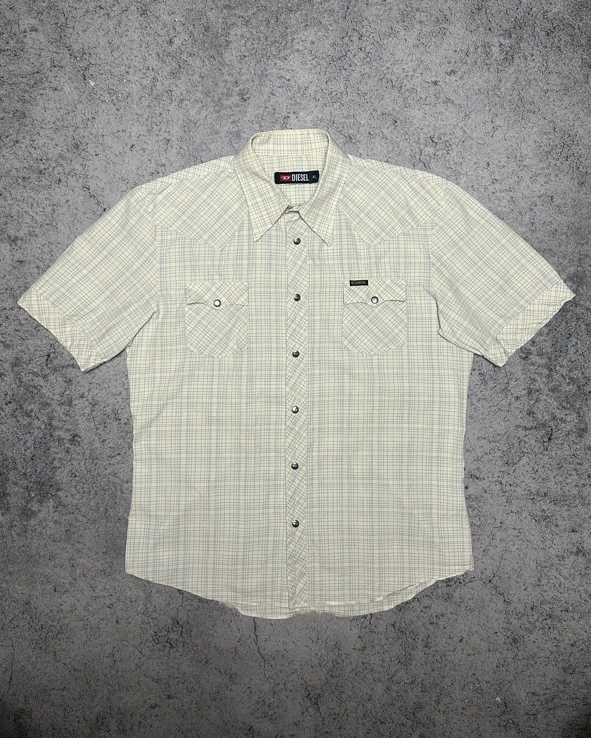 Vintage Diesel Checkered Metal Buttons Short Sleeve Shirt