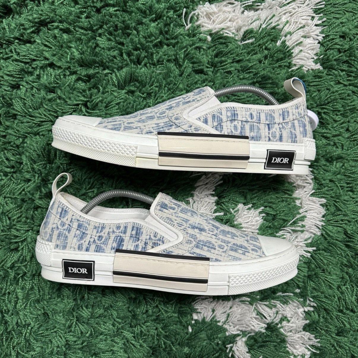 Size 12 Dior B23 Low Slip-On Oblique Kasuri Jacquard Blue