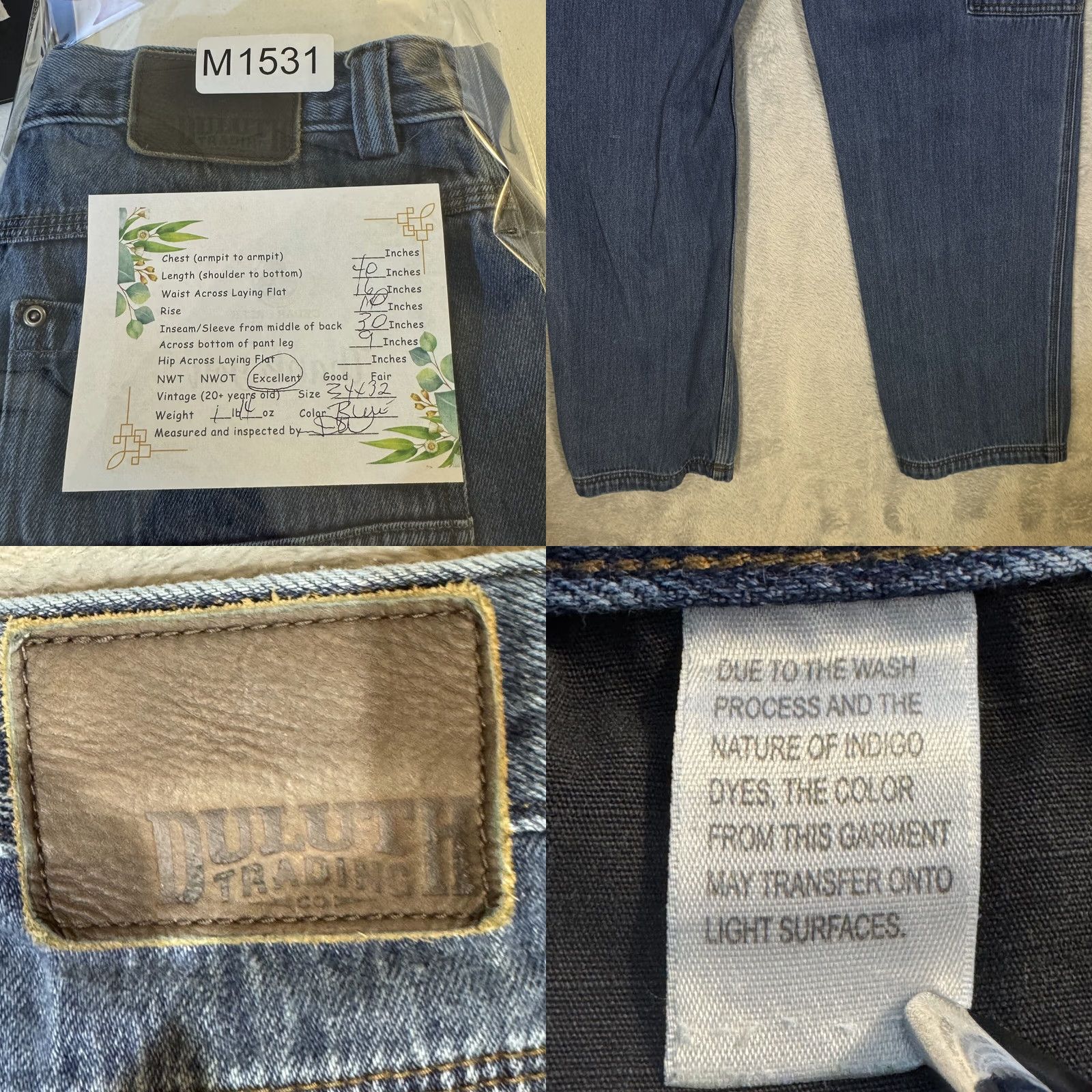 Duluth Trading Company Duluth Trading Company Carpenter Jeans Mens 34 x 32 Blue Mid-Rise Straight Size US 34 / EU 50 - 8 Thumbnail