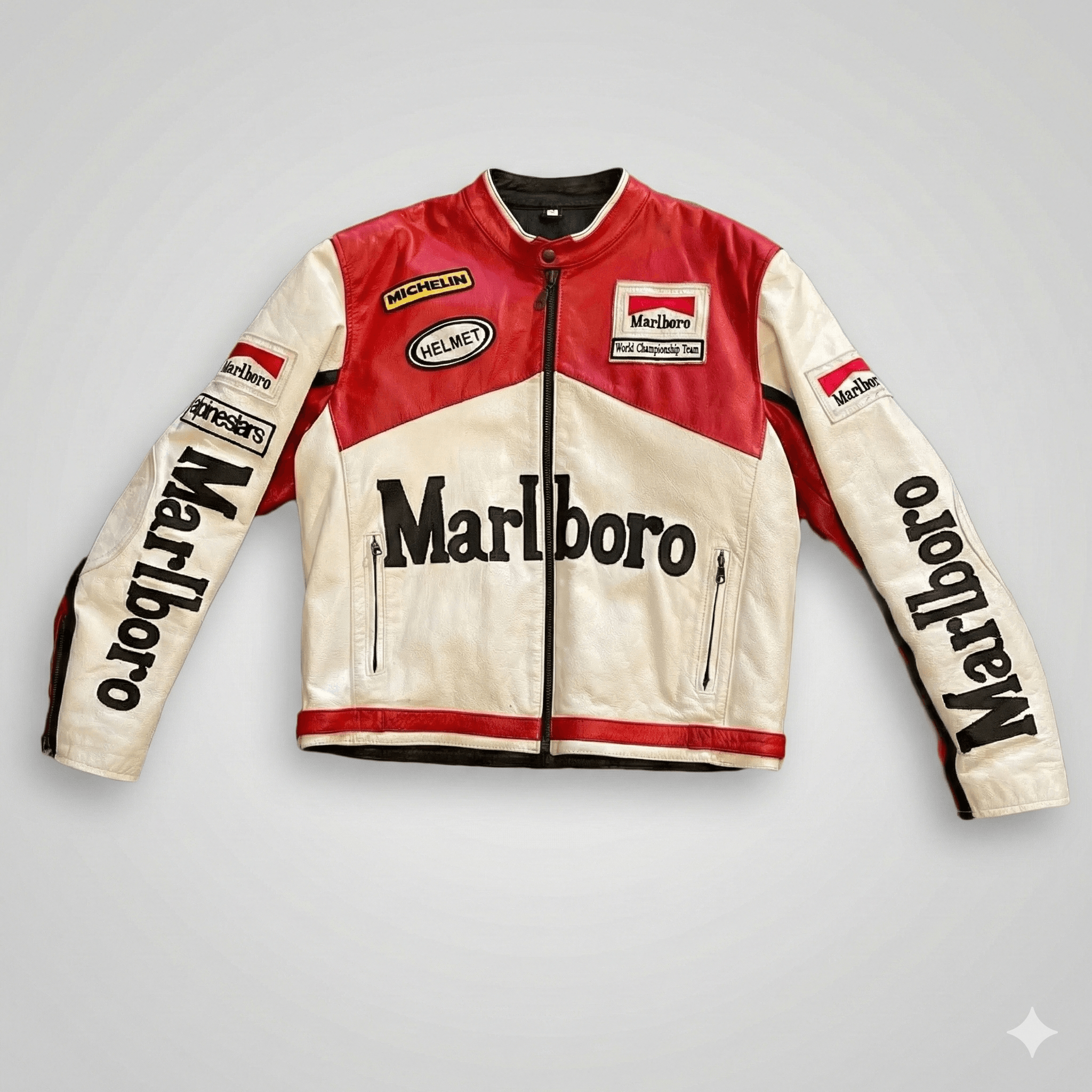 Marlboro 🔥Vintage Marlboro Racing Leather Jacket F1 Motorsport Biker ...