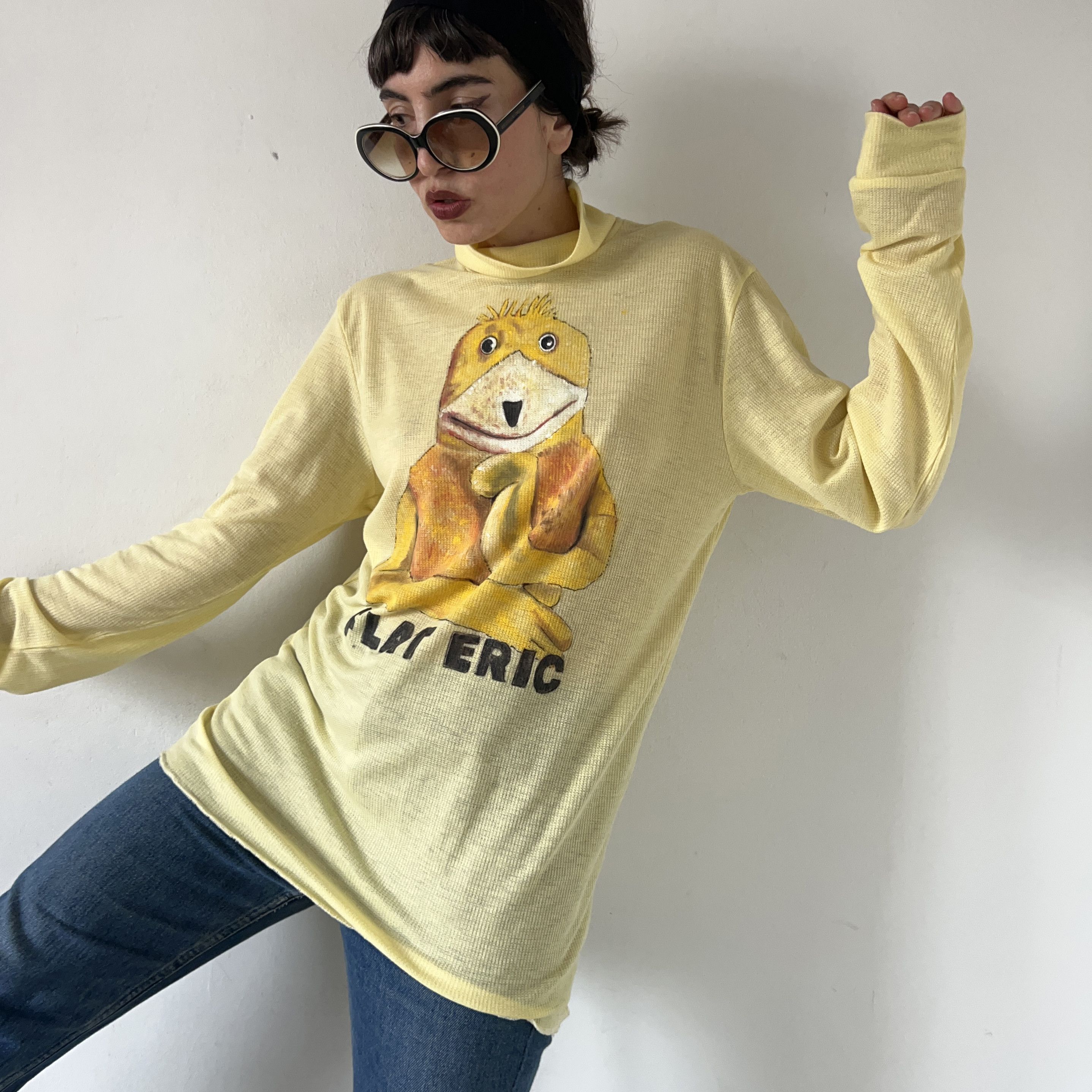 Vintage Custom made Flat Eric Vintage yellow turtleneck knit sweater Size XXL / US 16-18 / IT 52-54 - 3 Thumbnail
