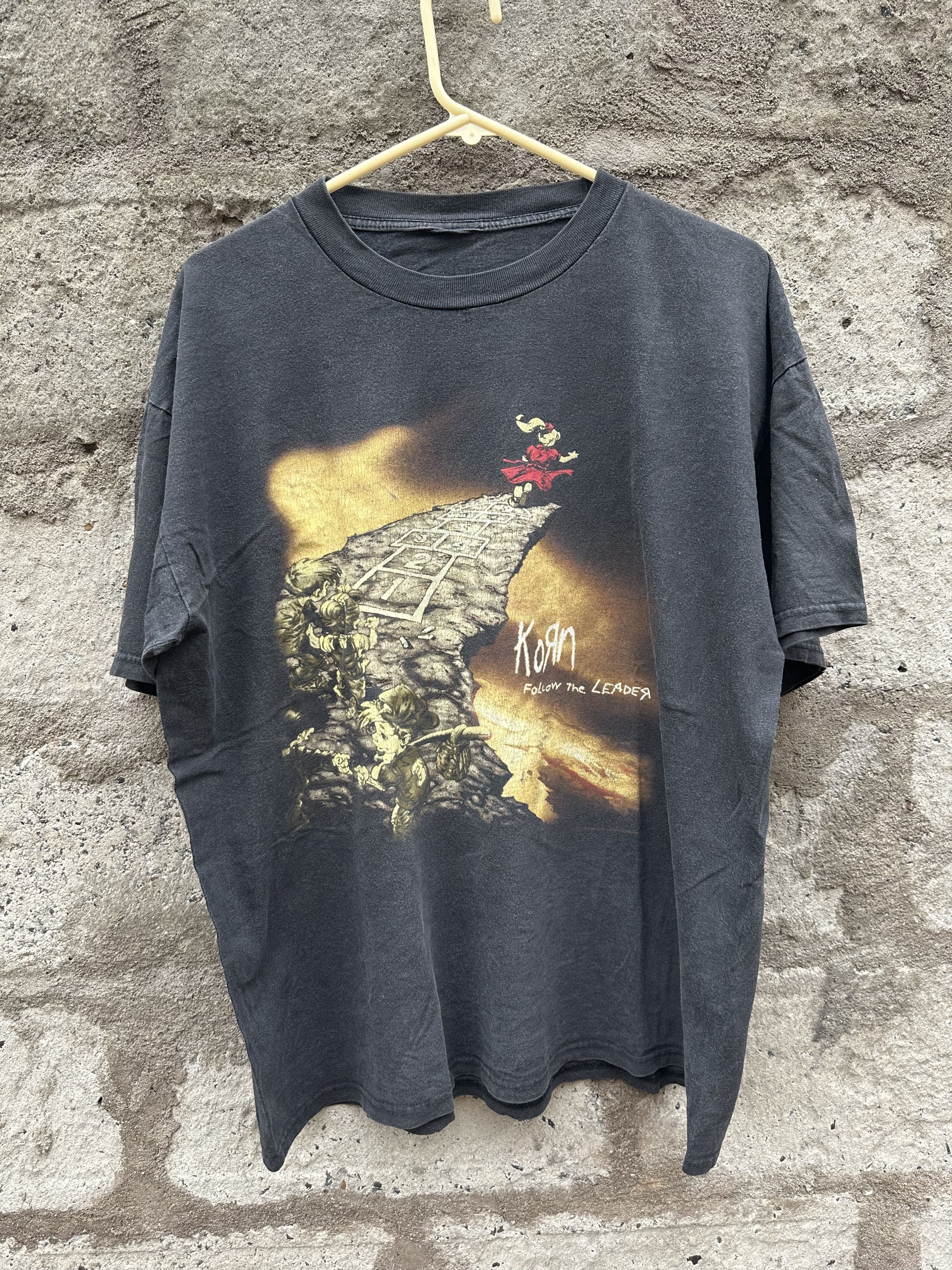 Ｇ*Ｐ様 90s KORN FOLLOW THE LEADER giant Vintage 90s Korn Follow the Leader Giant Black Cotton Long