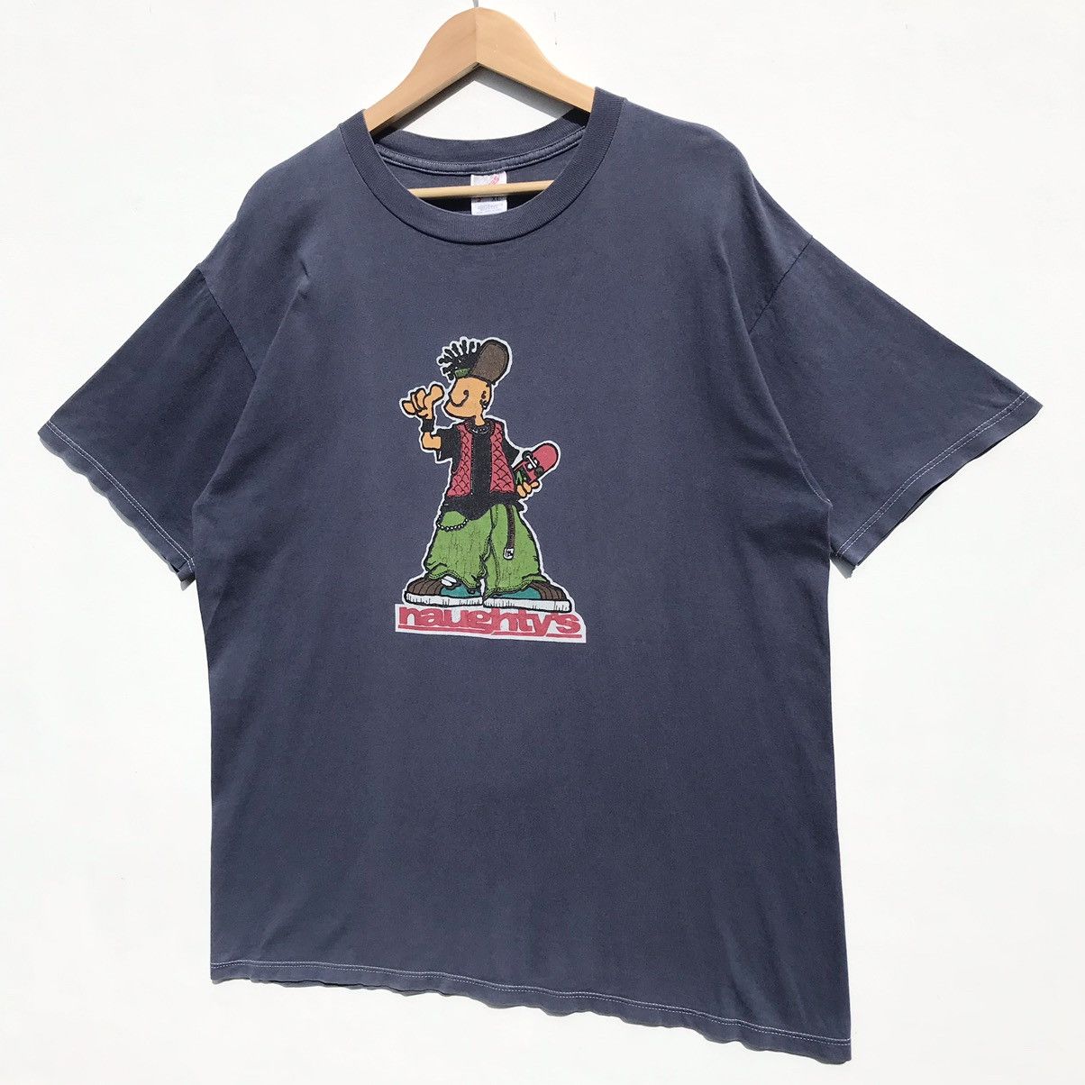 Vintage Vintage 90s Naughty's Skateboard Shirt Naughty SunFaded Size US XL / EU 56 / 4 - 3 Thumbnail