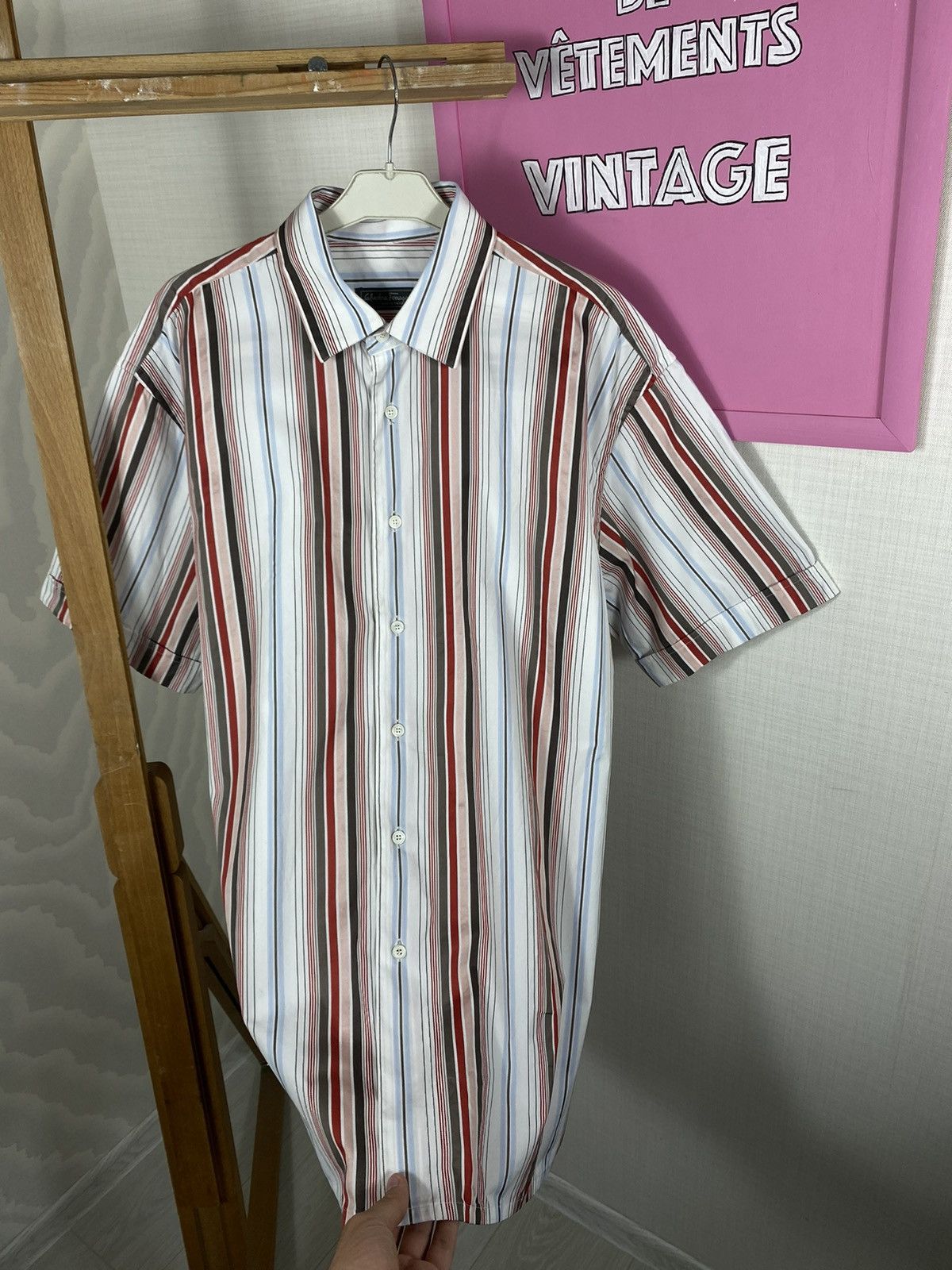 Salvatore Ferragamo × Vintage Salvatore Ferragamo Classic Striped Shirt Size US L / EU 52-54 / 3 - 6 Thumbnail
