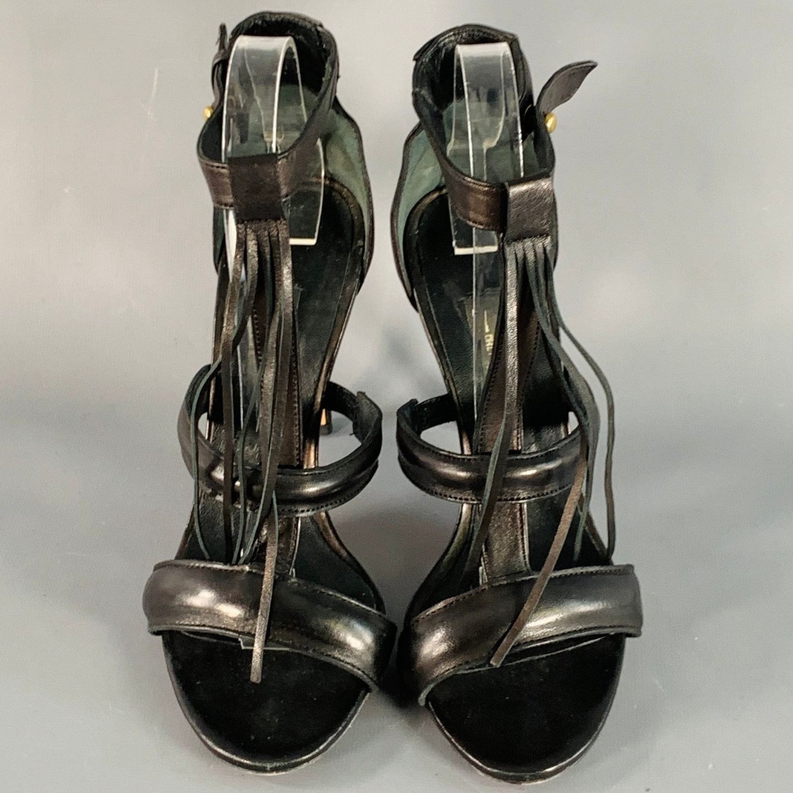 Jerome Dreyfuss JEROME DREYFUSS Size 7 Black Leather Fringed Stiletto Pumps Size US 7 / IT 37 - 4 Thumbnail