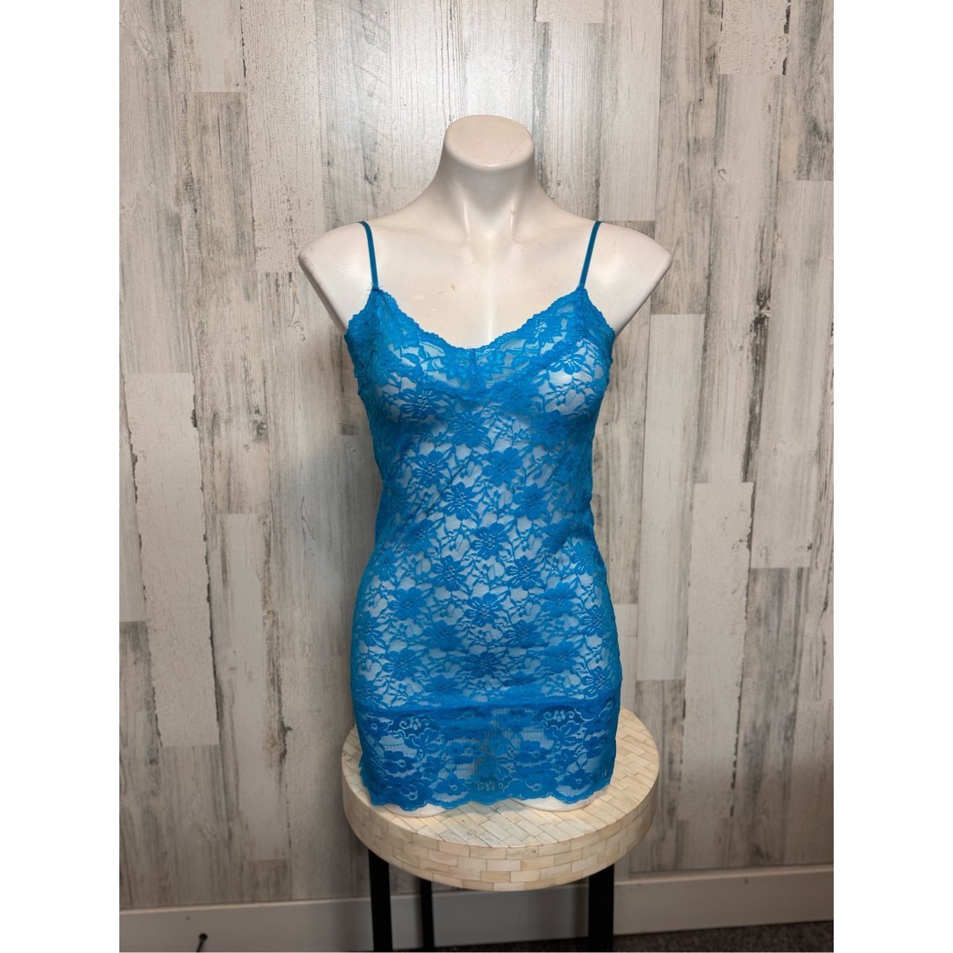 Other Bozzolo Blue Sheer Floral Lace Slip Dress Lingerie Chemise W Size ONE SIZE - 3 Thumbnail