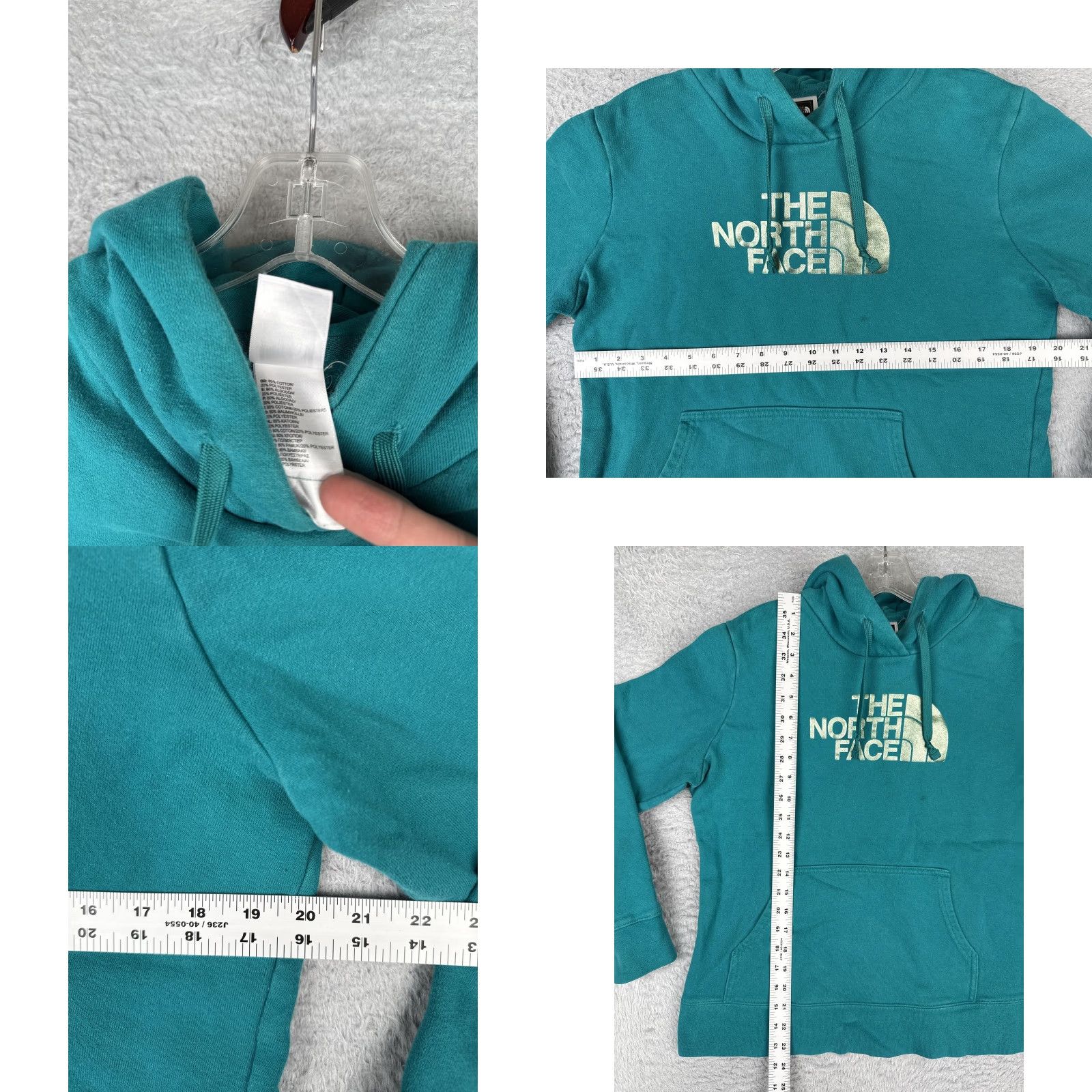 The North Face The North Face Hoodie Womens Large Green Logo Pullover Sweatshirt Jersey Fabric Size L / US 10 / IT 46 - 8 Thumbnail