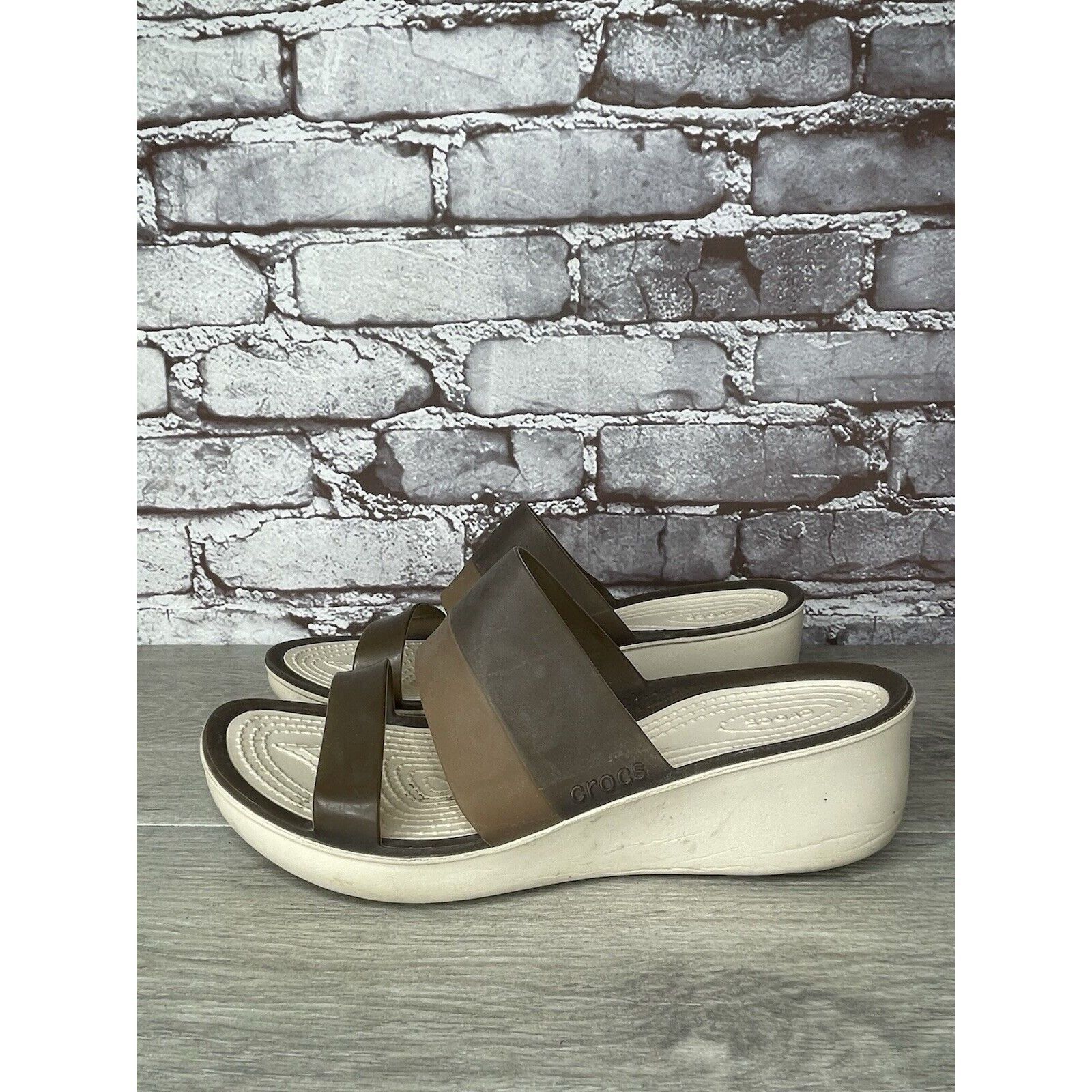 Crocs CROCS CIABATTA 200031 COLORBLOCK BROWN TAN SLIP ON WEDGE SA Size US 9 / IT 39 - 16 Thumbnail