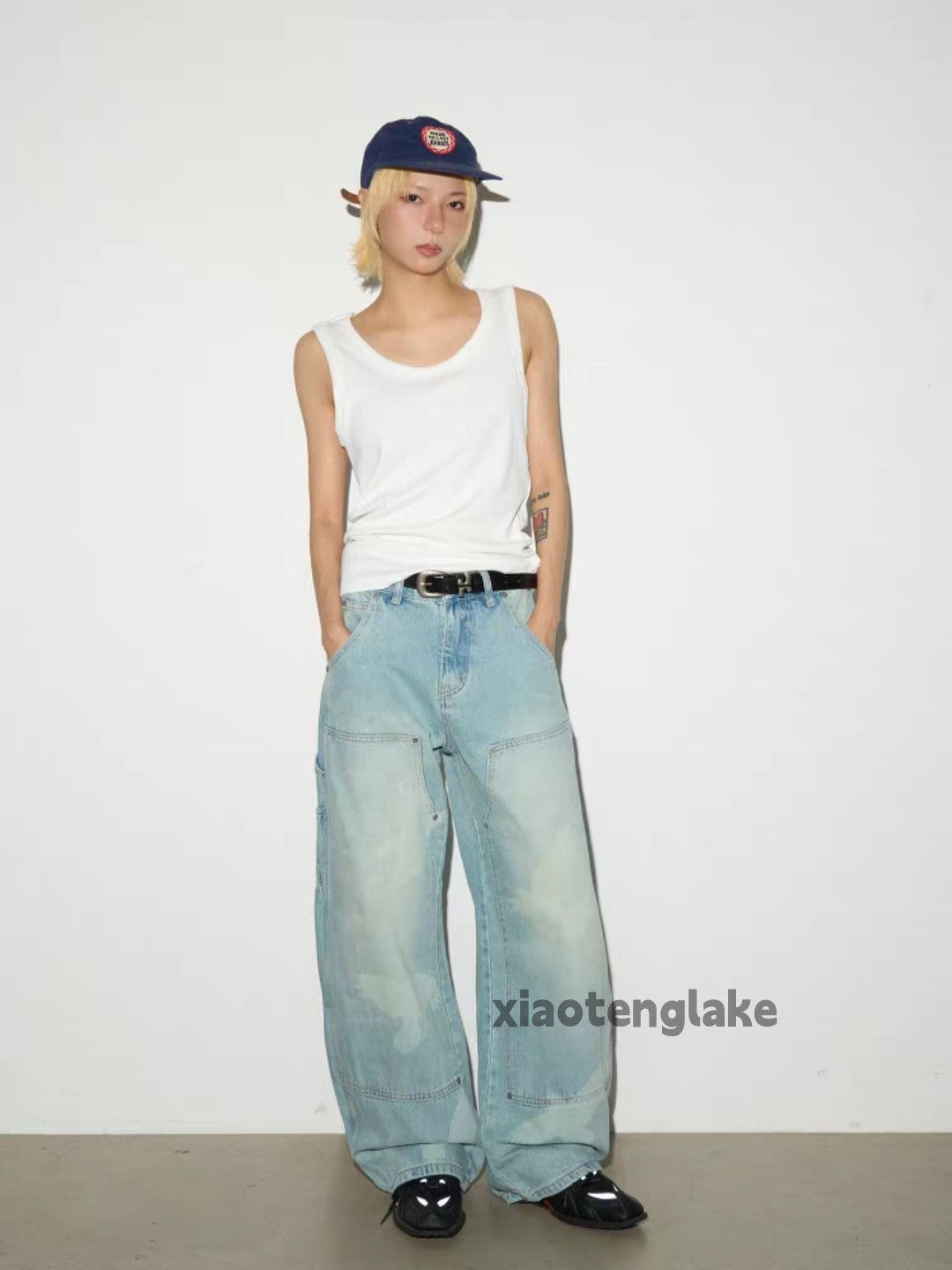 Vintage Custom washed faded loose baggy skate hiphop jeans Size US 32 / EU 48 - 3 Thumbnail
