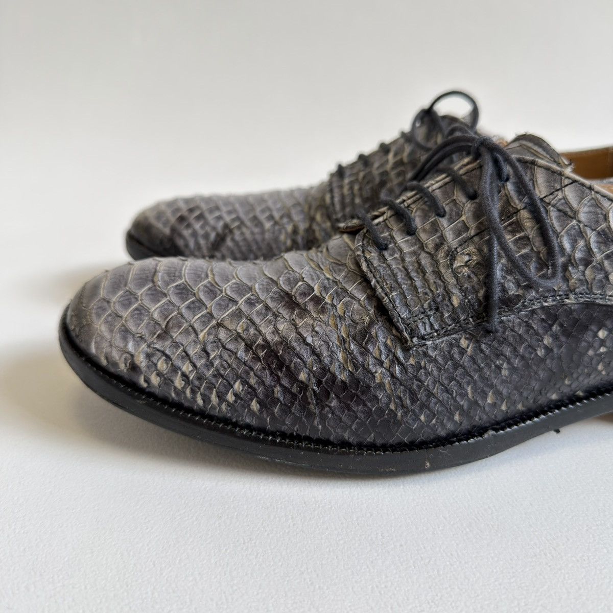 Maison Margiela Gray Snakeskin Lace Up Leather Shoes Size US 7 / IT 37 - 15 Thumbnail
