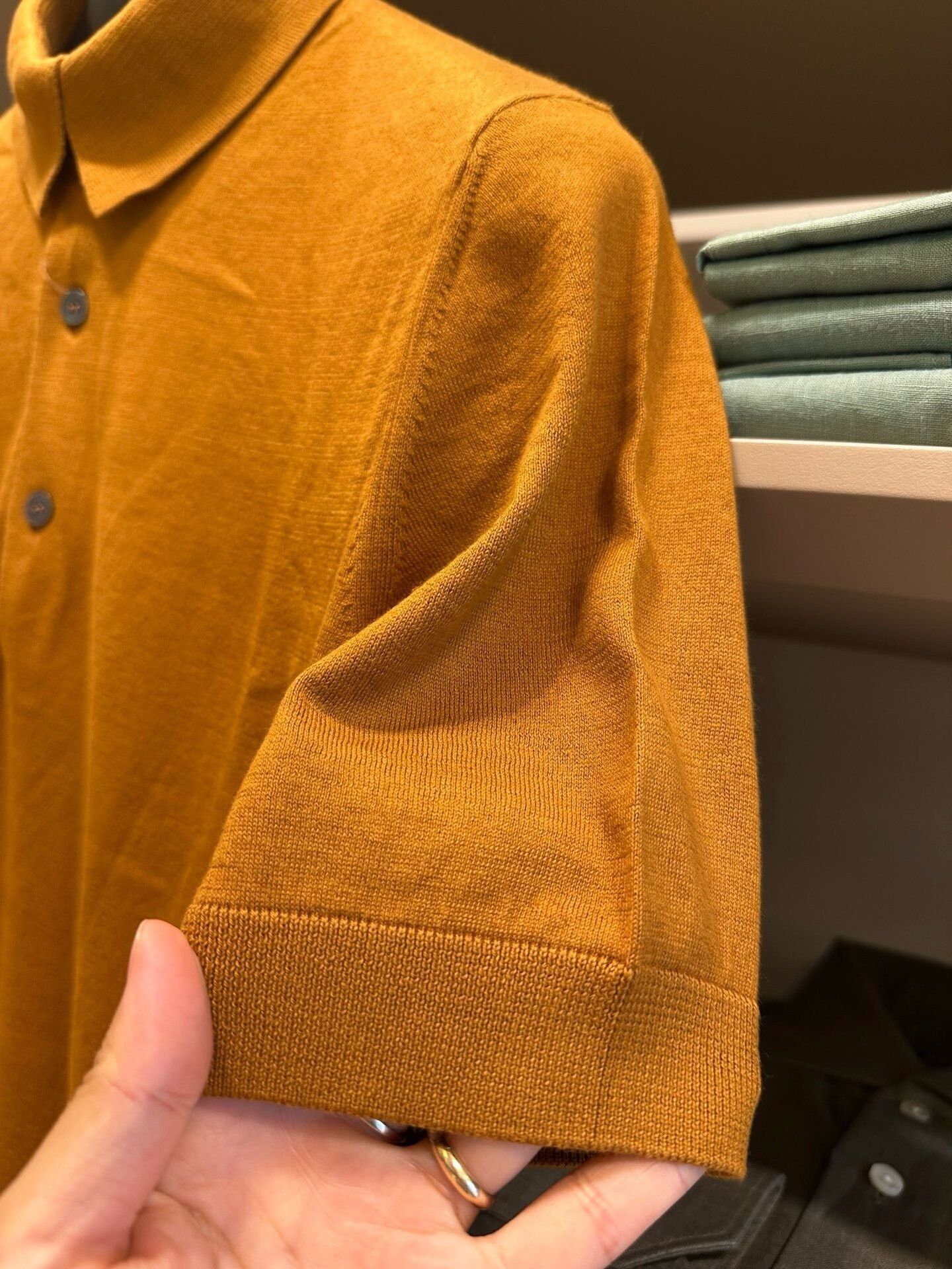 Ermenegildo Zegna Zegna Men's Mustard Knit Polo Shirt Size US M / EU 48-50 / 2 - 3 Thumbnail