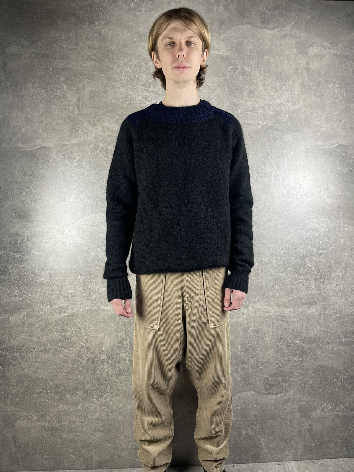 Dries Van Noten Dries Van Noten Alpaca Wool Knit Sweater Black Navy Size US L / EU 52-54 / 3 - 2 Thumbnail