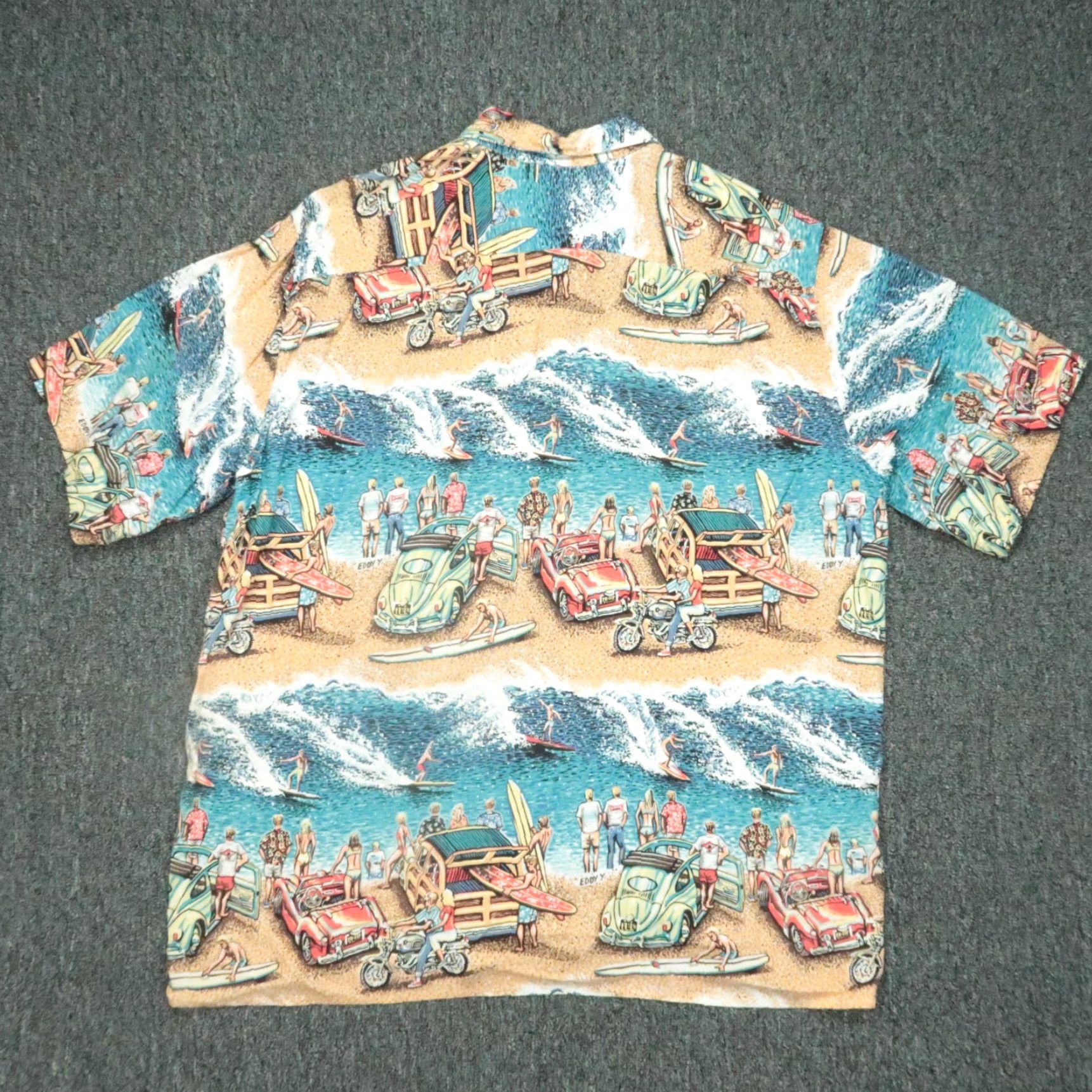 Reyn Spooner VINTAGE Reyn Spooner Shirt Men Extra Large Blue Tan Hawaiian Art Of Eddy Y Rayon Size US XL / EU 56 / 4 - 5 Thumbnail