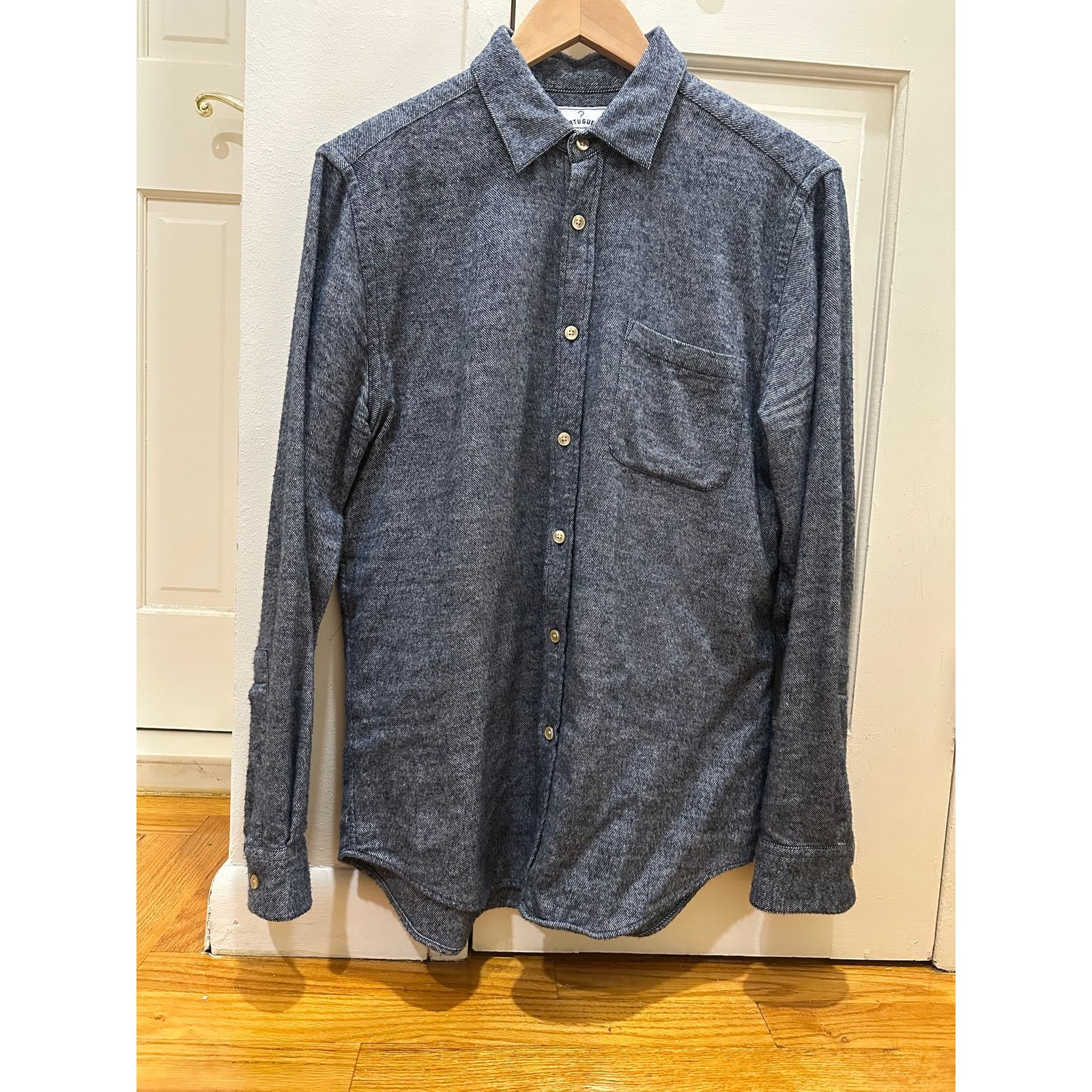 Portuguese Flannel blue twill flannel button up shirt M