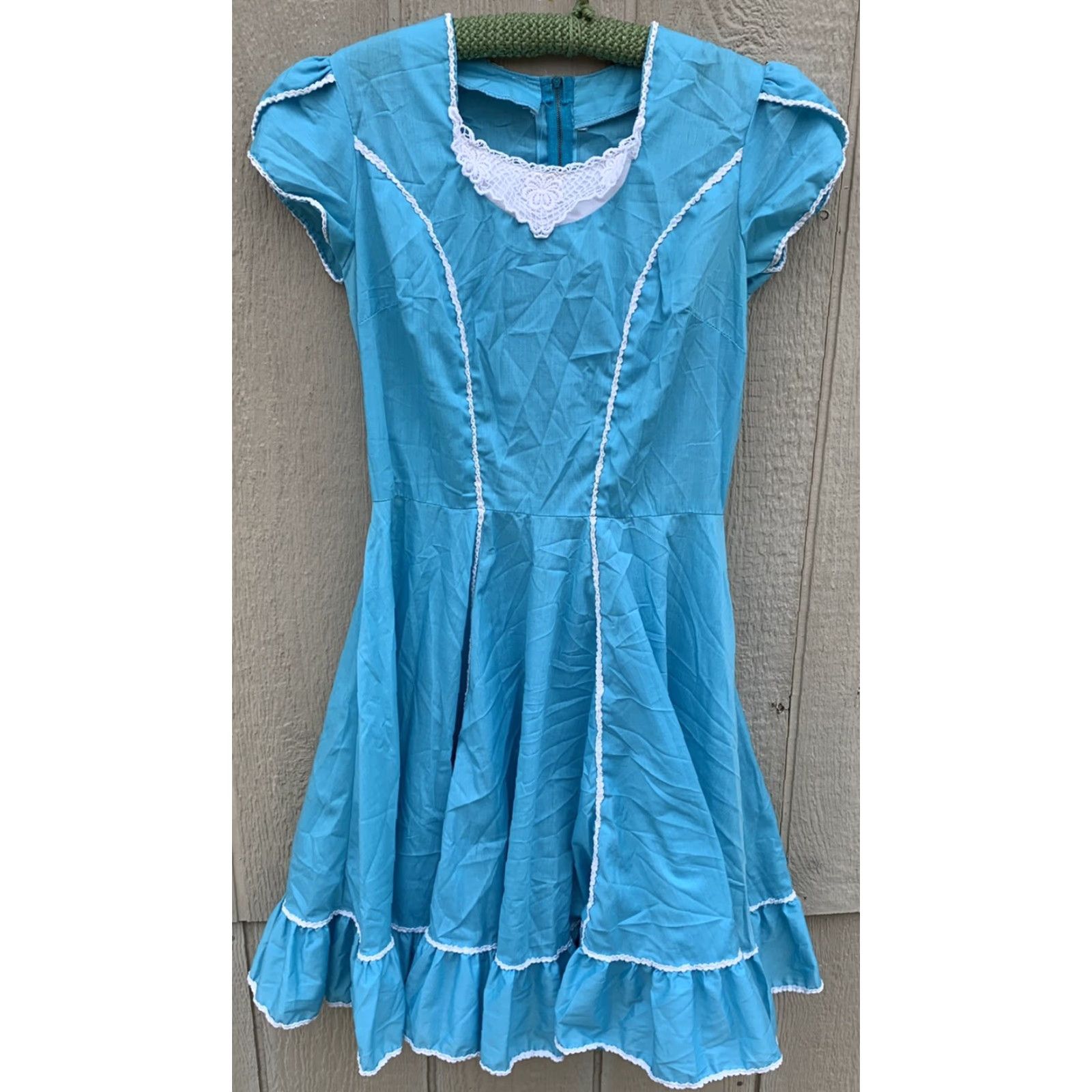 Vintage VINTAGE square dancing dress metal zipper blue white country cowgirl western Size 4XL / US 24-26 - 6 Thumbnail