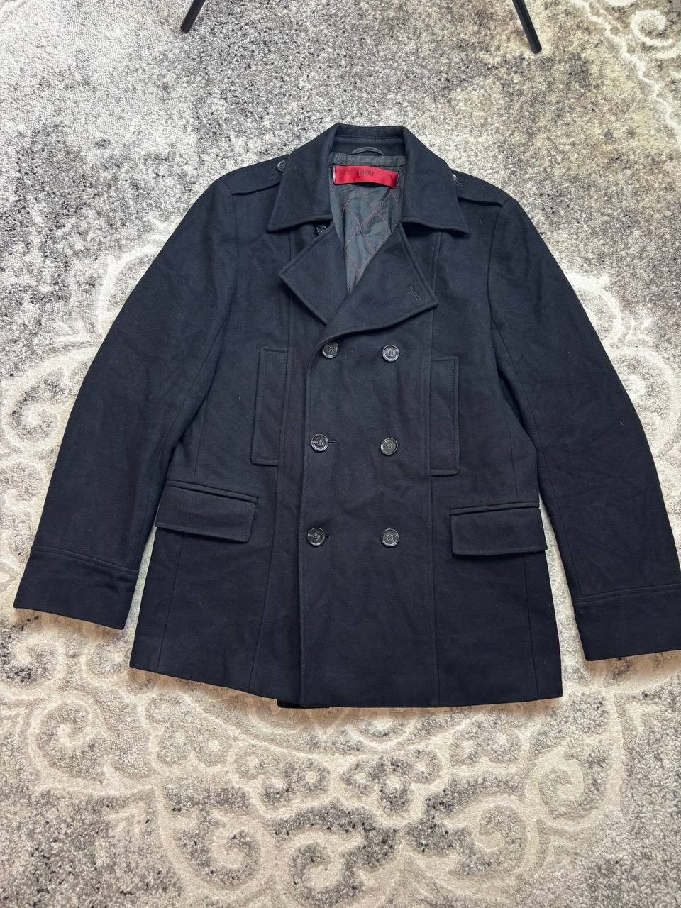 Hugo Boss Hugo Boss Black Wool Blend Double Breasted Peacoat Large Size US L / EU 52-54 / 3 - 3 Thumbnail
