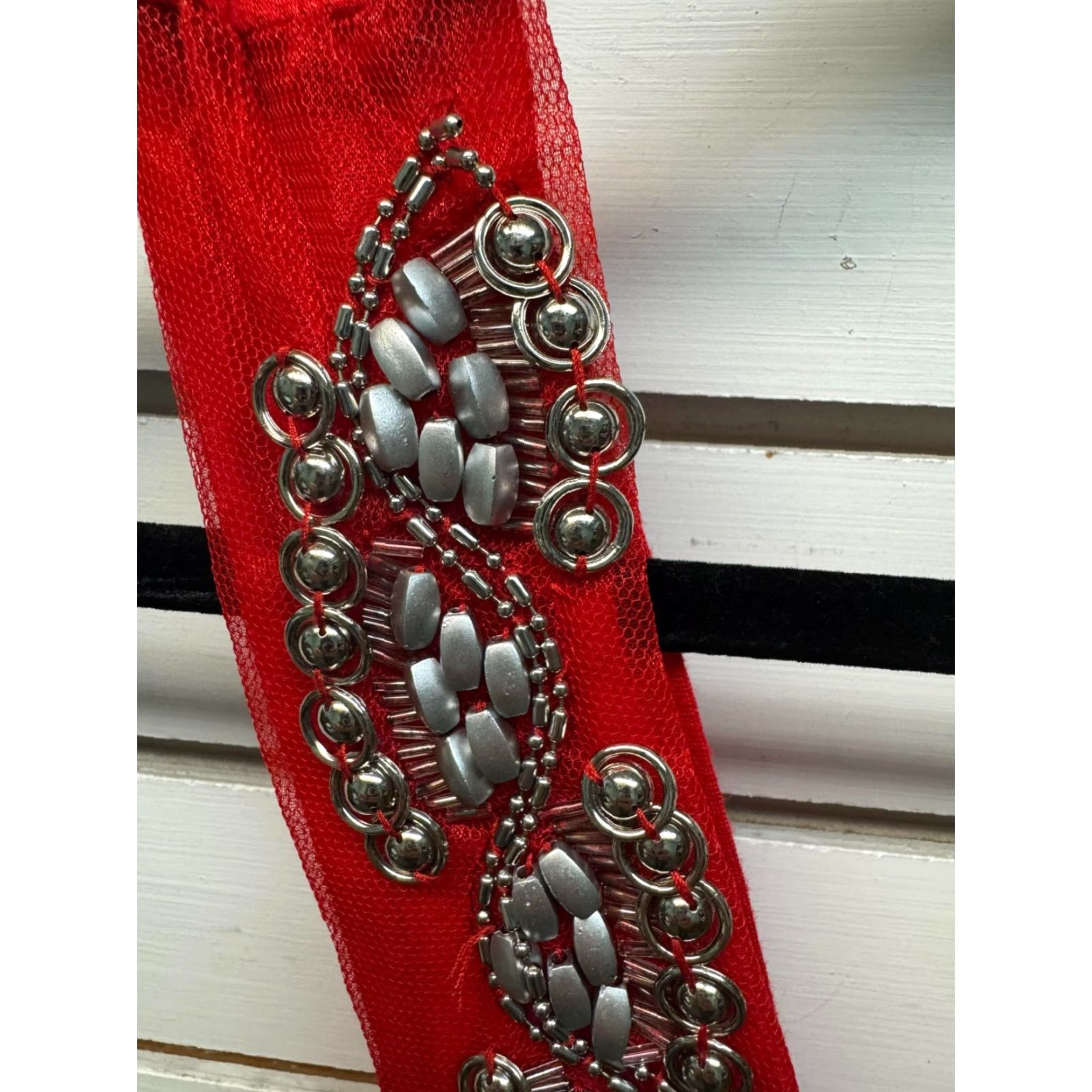 Vintage VINTAGE Bold Vixen Dress Small Maxi Metal Embellished Industrial Avant-Garde Beads Edgy Jessica Taylor Dress Size S / US 4 / IT 40 - 7 Thumbnail