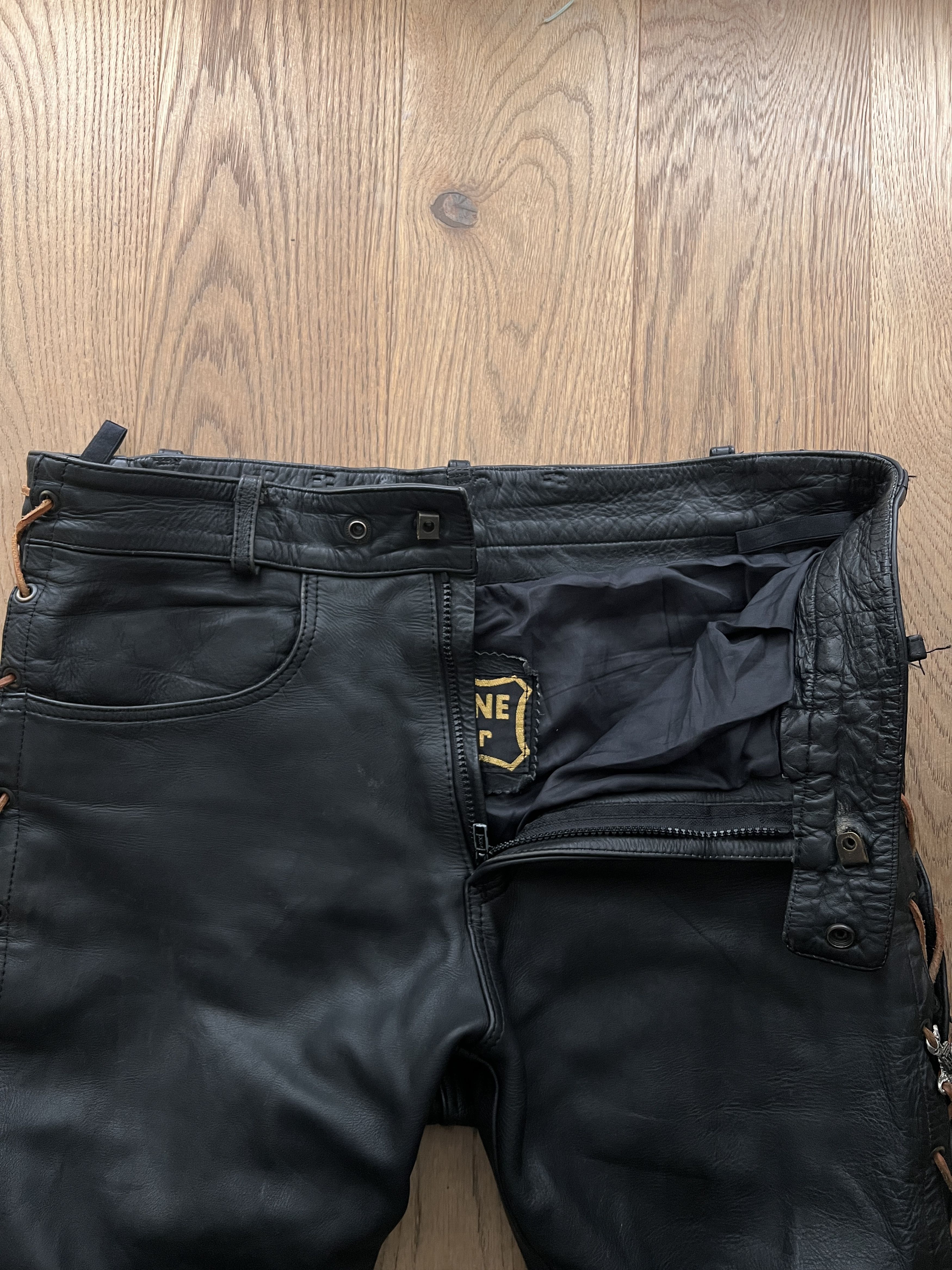 Hysteric Glamour SICK! Real leather vtg lace up pants cowboy core opium biker Size US 34 / EU 50 - 17 Thumbnail