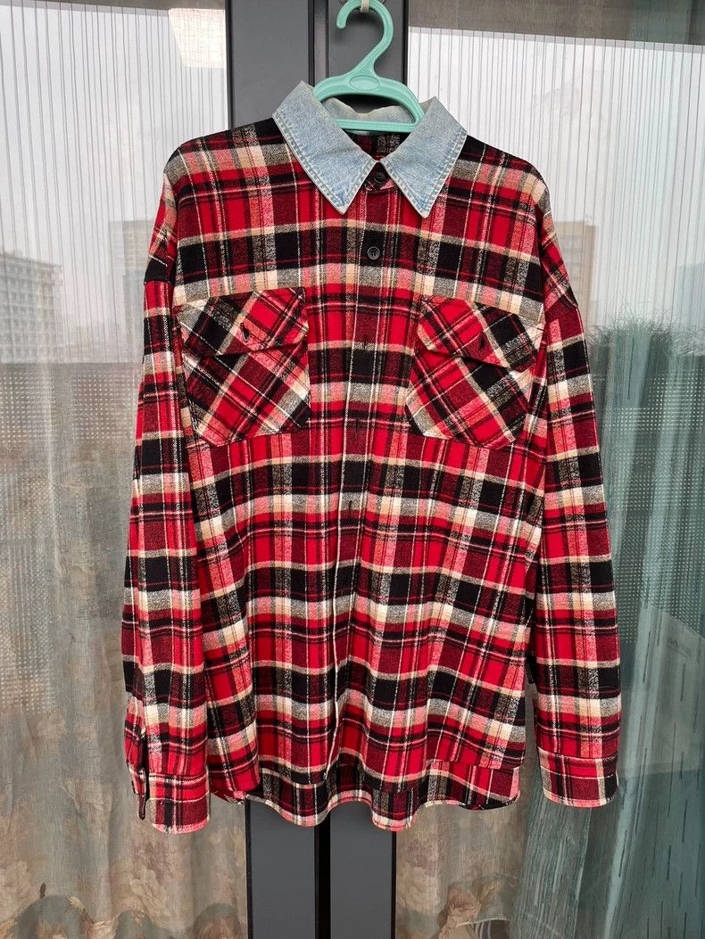 Fear of God FOG Season 5 Red Plaid Denim Collar Shirt - dmc Size US M / EU 48-50 / 2 - 1 Thumbnail