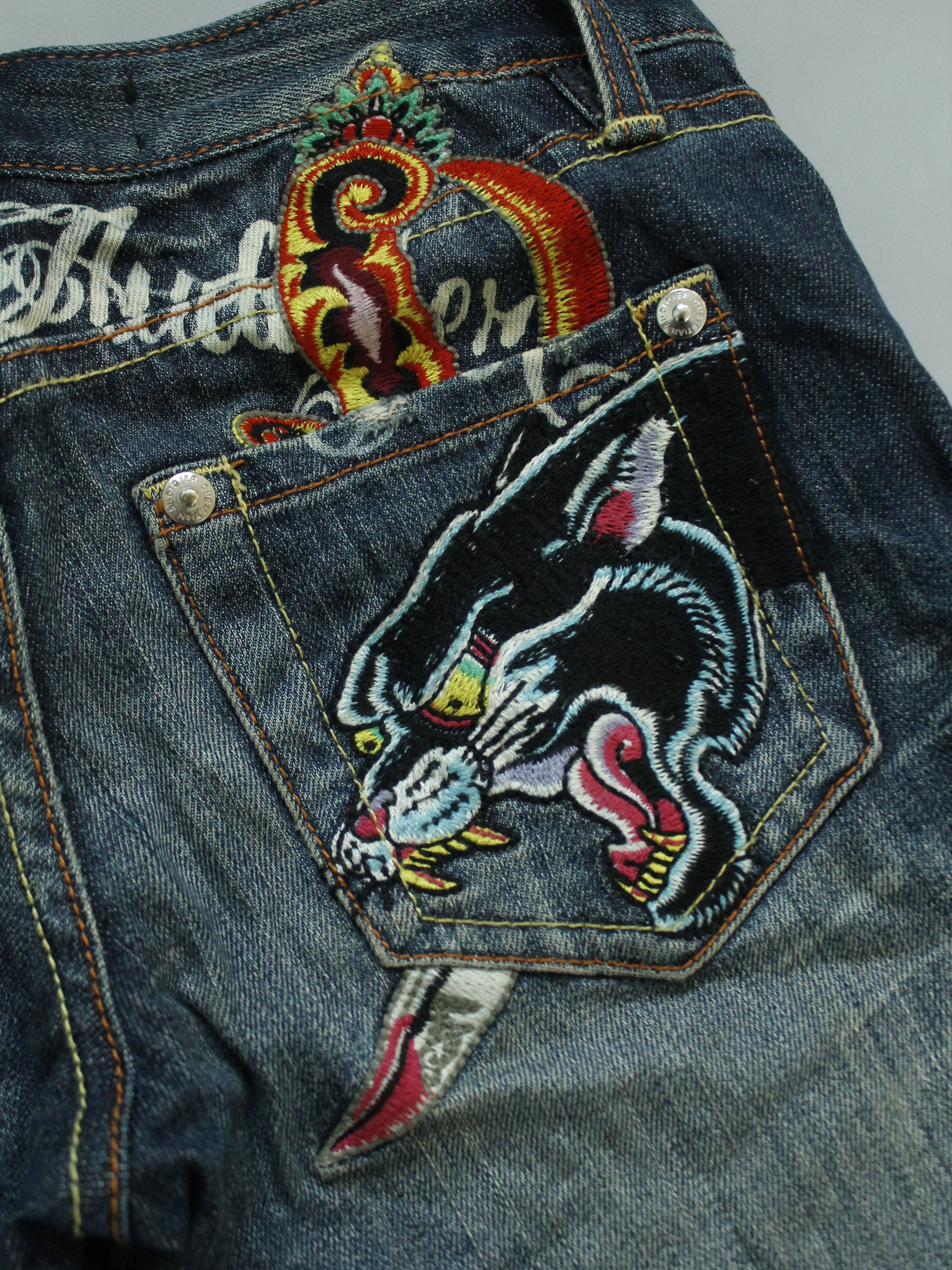 Christian Audigier × Ed Hardy CHRISTIAN AUDIGIER 🐅 26/33 WOMENS JEANS TIGERS EMBROIDERY Size 26" / US 2 / IT 38 - 6 Thumbnail