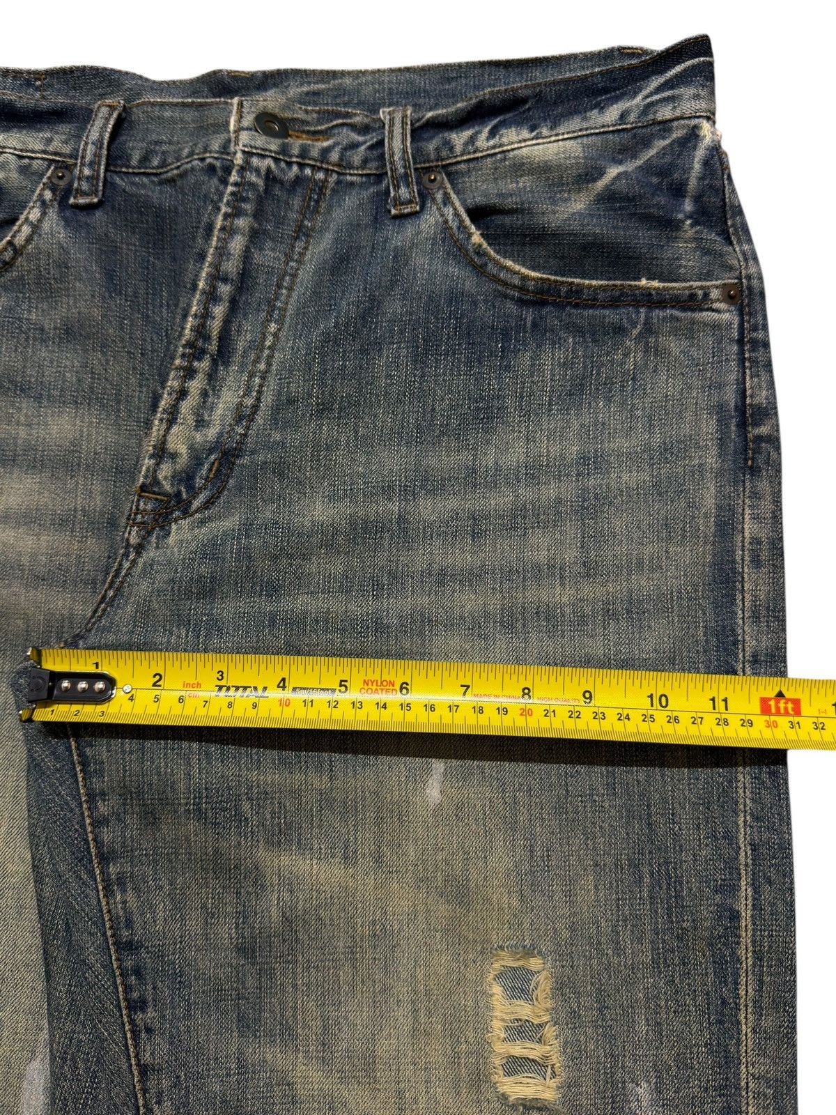 14th Addiction Vintage Y2K Japanese Brand Blue Mud Wash Whiskers Wide Leg Size US 34 / EU 50 - 13 Thumbnail