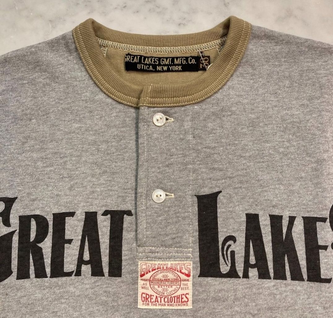 GREAT LAKES LOGO Long Sleeve Henley Neck Bottom Shirt
