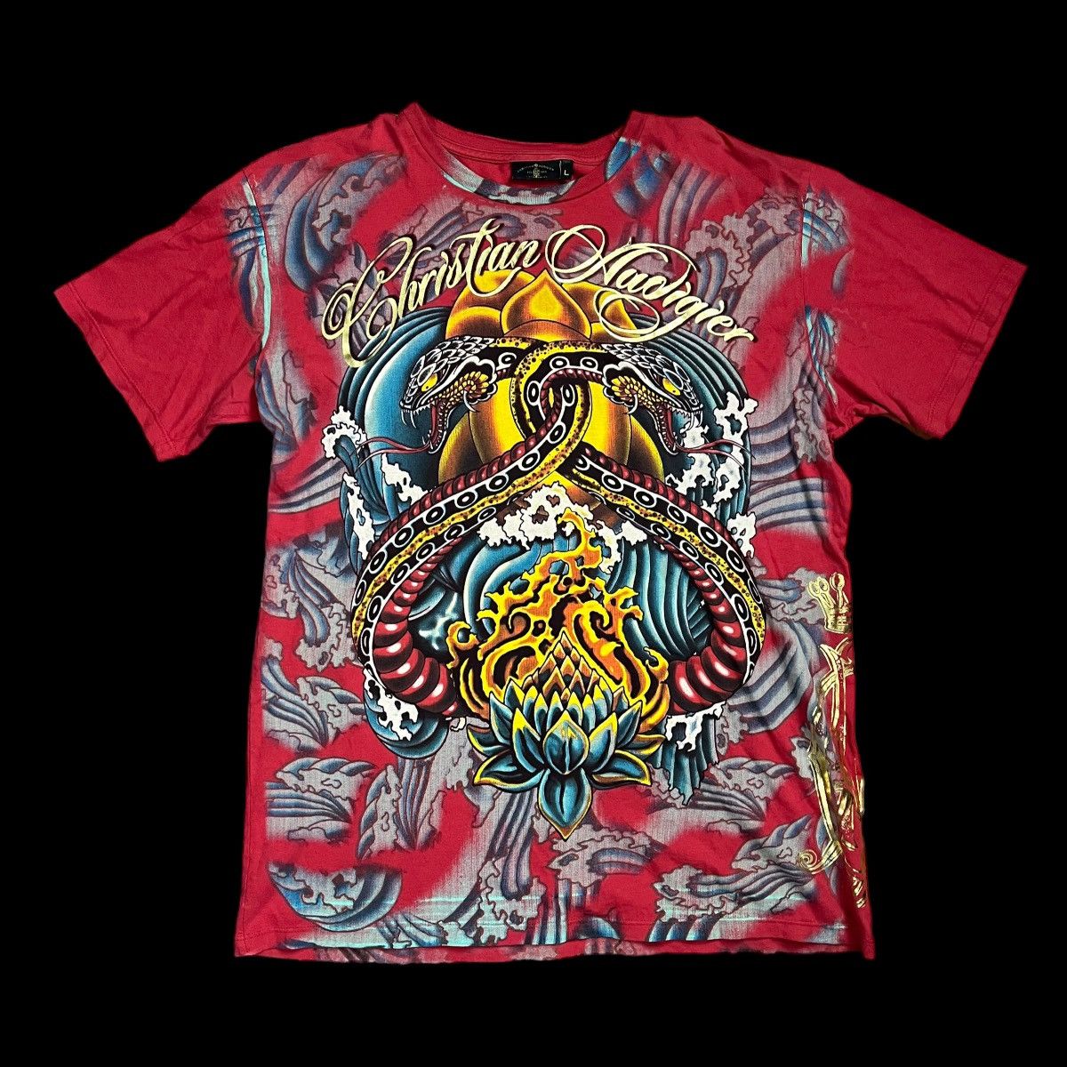 Japanese Brand Streetwear Vintage Vintage Christian Audigier All Over Print T Shirt L Y2K 00 s Grailed