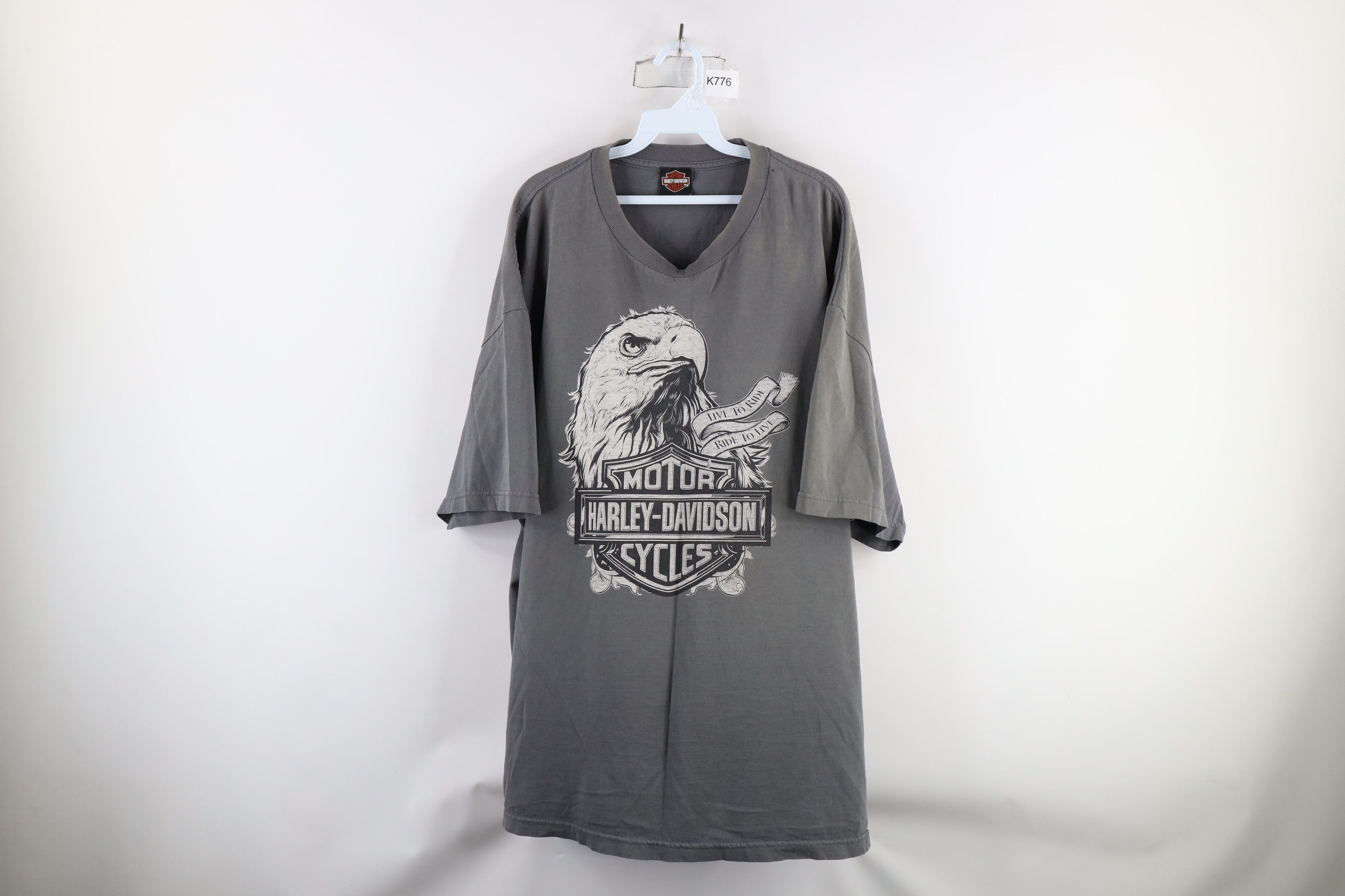 Harley Davidson × Vintage Vintage Harley Davidson Spell Out Big Logo Eagle T-Shirt Size US XXL / EU 58 / 5 - 1 Thumbnail