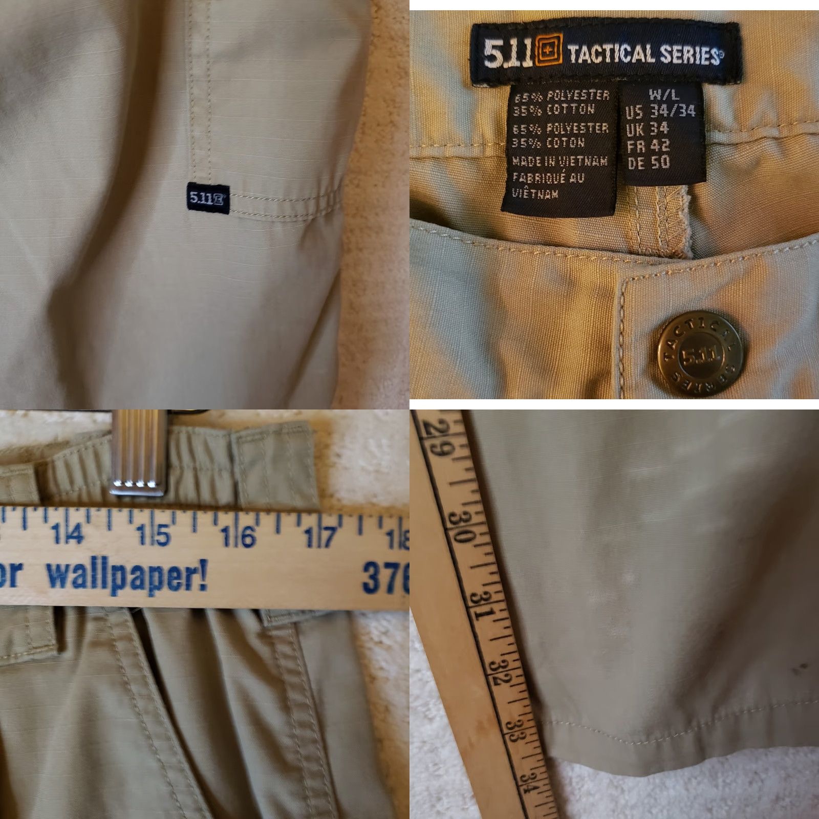 Vintage 5.11 Tactical Series Mens Pants Regular 34x34 Tan Beige Cargo Pockets Outdoor 34 Inseam Mens Reg Size US 34 / EU 50 - 9 Thumbnail