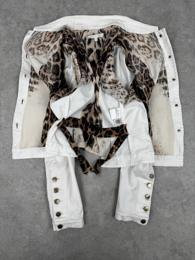 Roberto Cavalli AW2001 Roberto Cavalli White & Leopard Patchwork Jacket Size S / US 4 / IT 40 - 7 Thumbnail