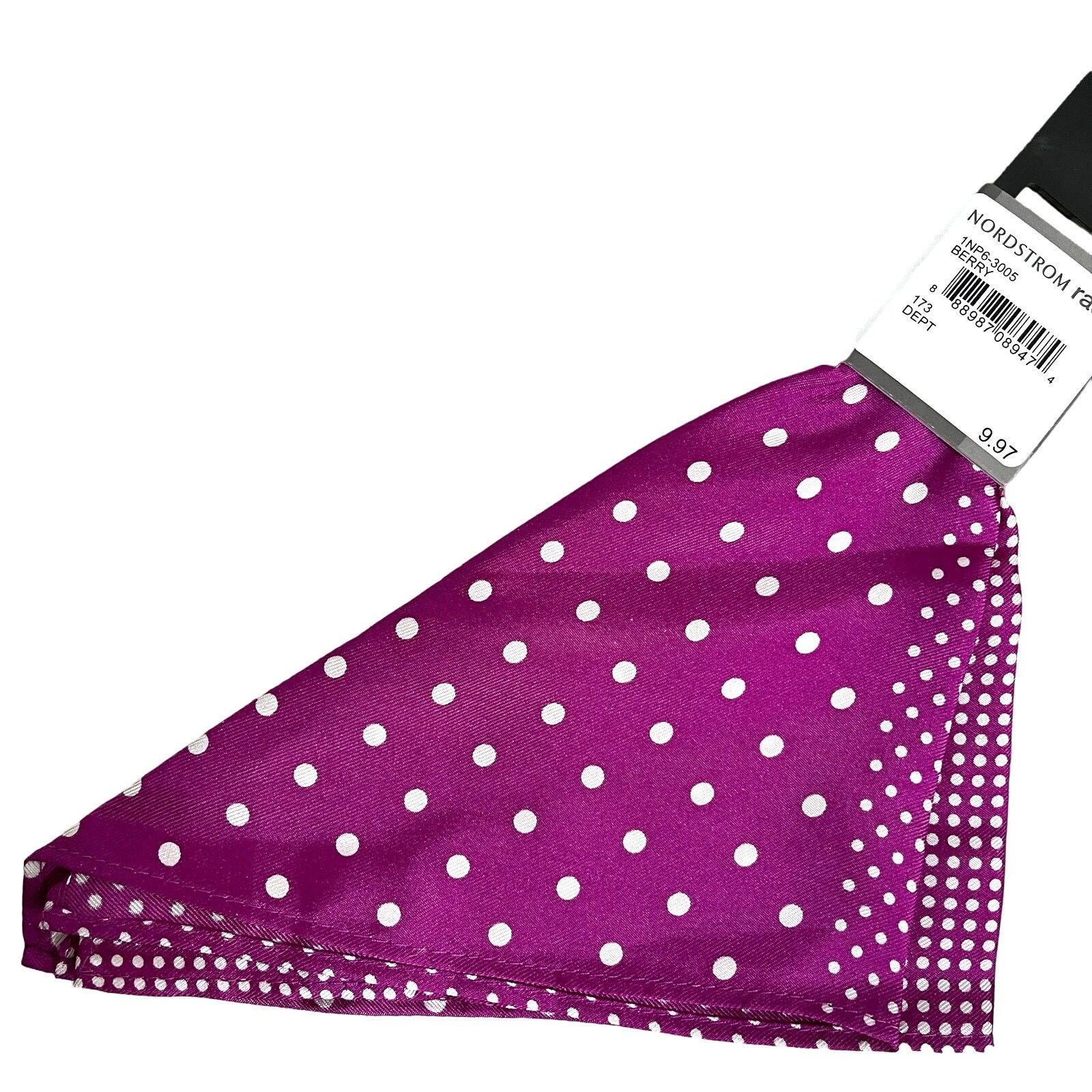 Nordstrom 3 Nordstrom Rack Silk 4 Panel Pocket Squares Berry Polka Dot Size ONE SIZE - 4 Thumbnail