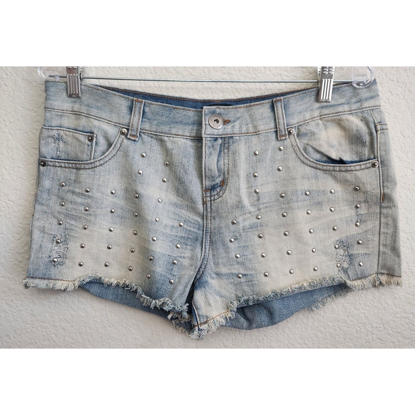 Other Mine White Washed Metal Studded Frayed Hem Denim Jeans Large Size 34" / US 12 / IT 48 - 1 Thumbnail