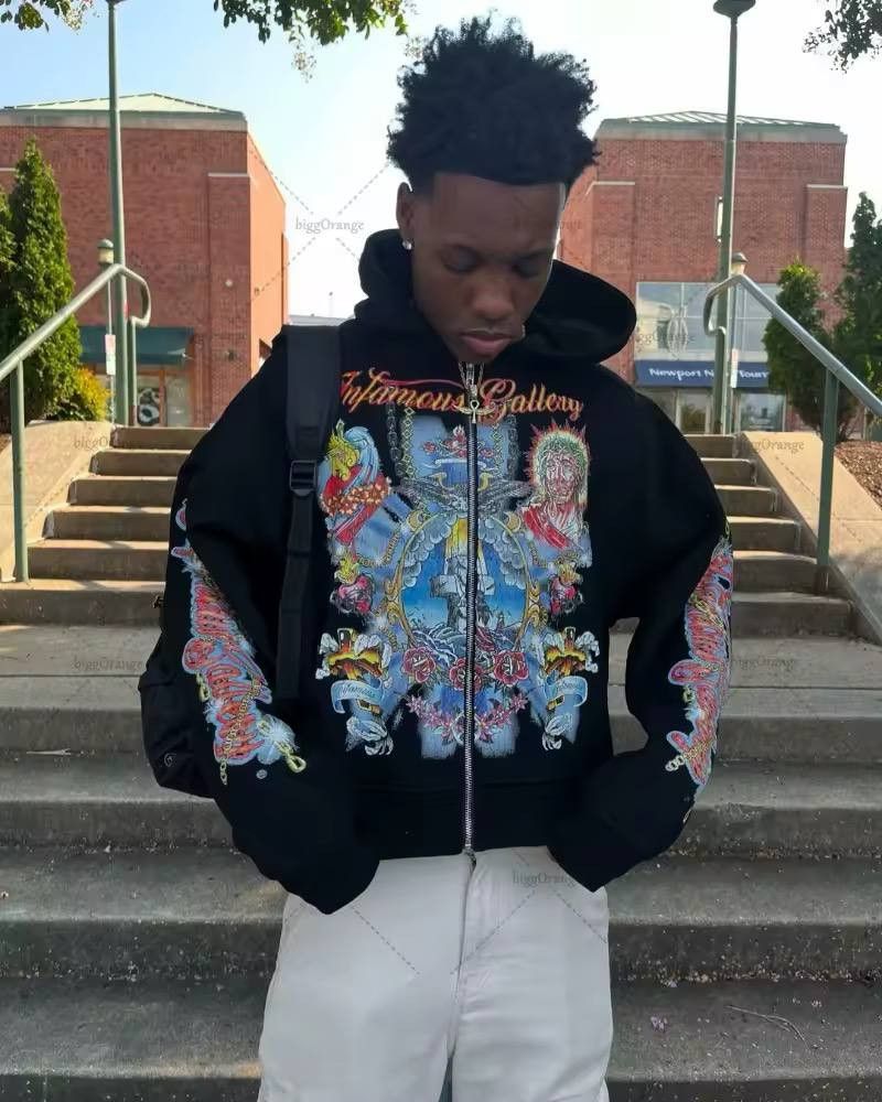 Japanese Brand × Vintage zip hoodie with retro lettering. Size US L / EU 52-54 / 3 - 6 Thumbnail