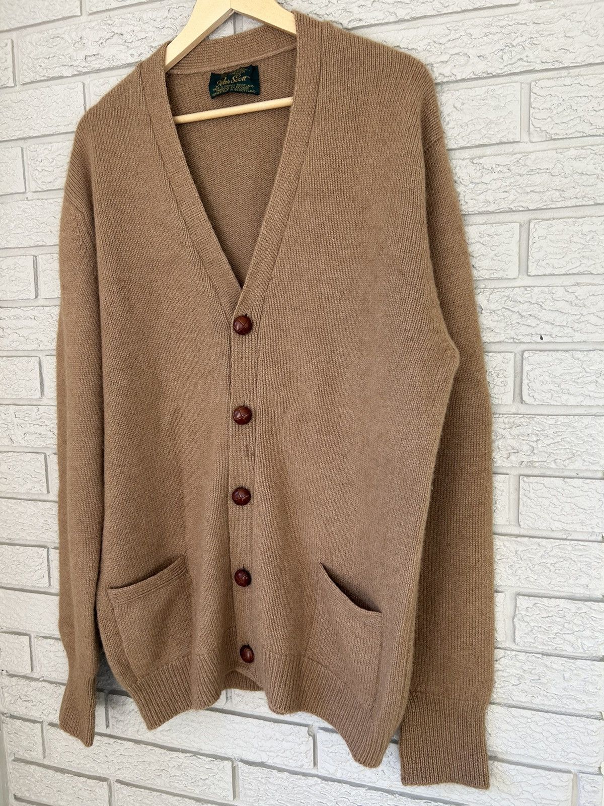 Japanese Brand RARE Vintage 80s Peter Scott Camelhair Knit Cardigan Size US L / EU 52-54 / 3 - 4 Thumbnail