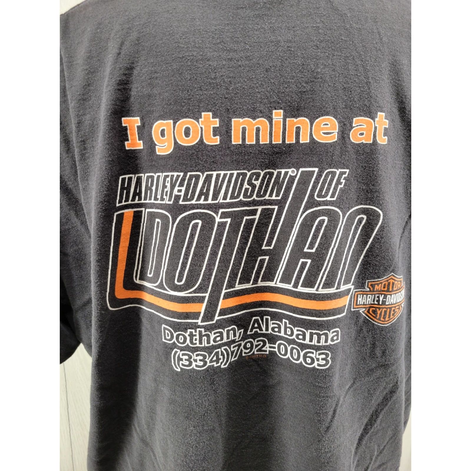 Harley Davidson Harley-Davidson T-Shirt Mens 3XL Black I Got Mine At Dothan Alabama Solid Short Sleeve Logo Print Vintage No Size US XXL / EU 58 / 5 - 7 Thumbnail