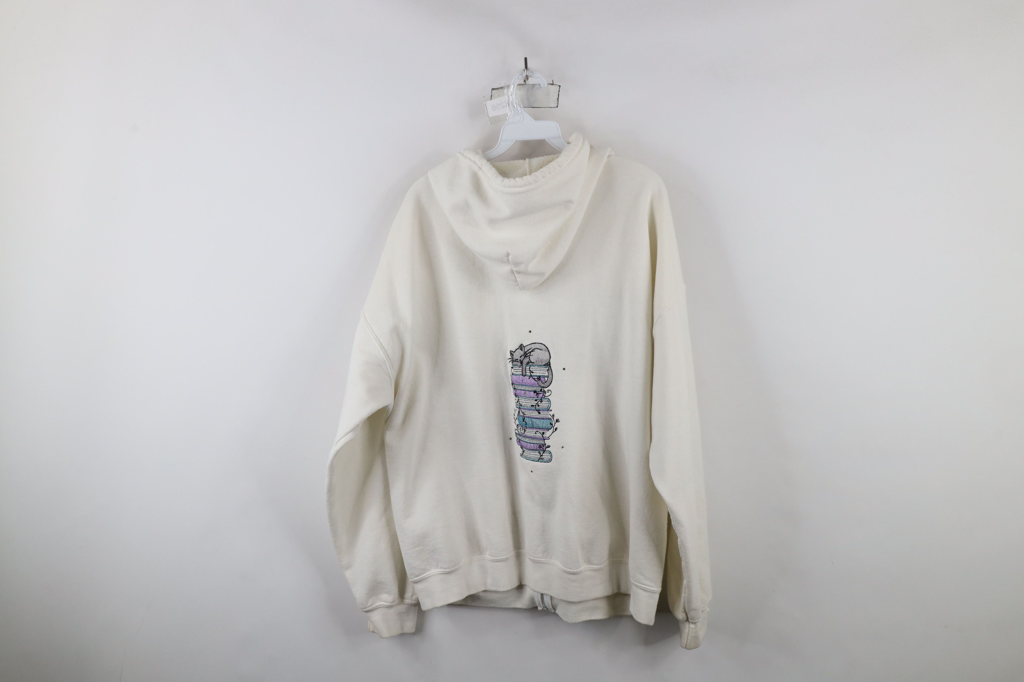 Vintage Vintage 90s Streetwear Cat Kitten Books Full Zip Hoodie Size XL / US 12-14 / IT 48-50 - 12 Thumbnail