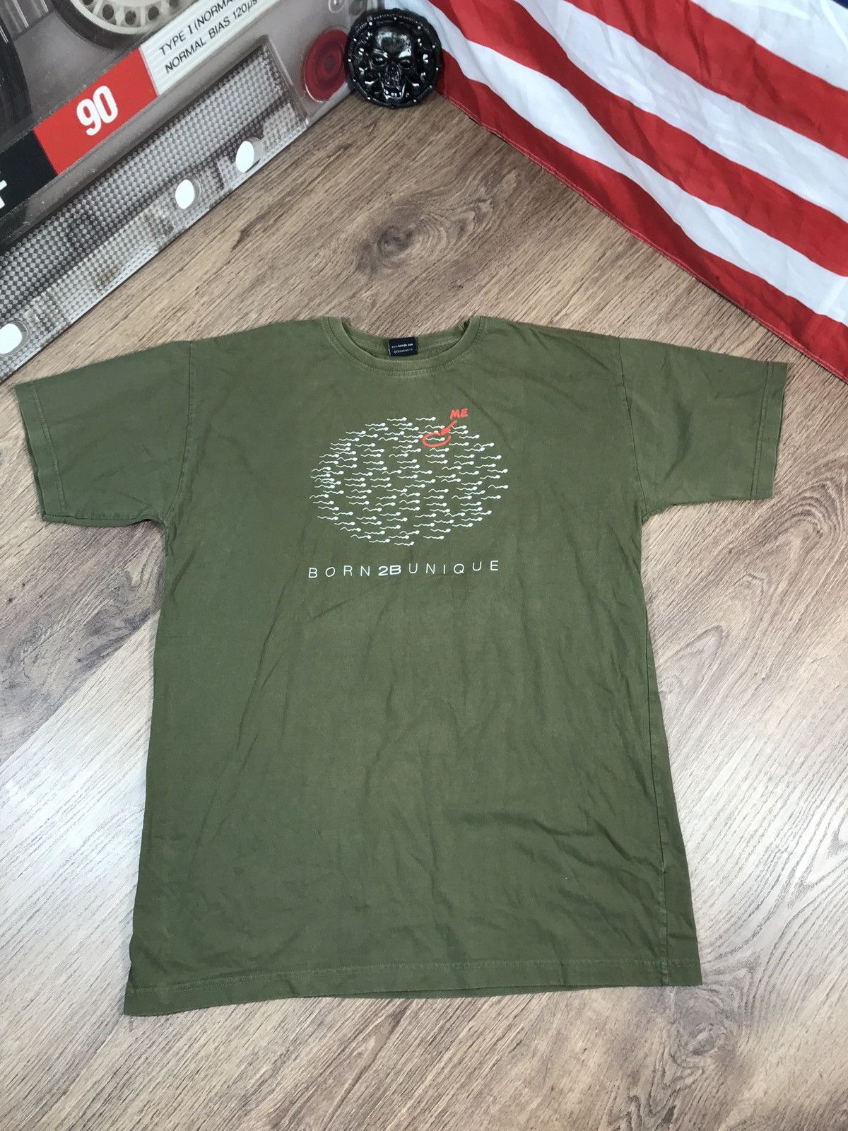 Japanese Brand × Vintage Vintage Born 2B Unique Me Sperm Y2K T Shirt Size US XL / EU 56 / 4 - 1 Thumbnail