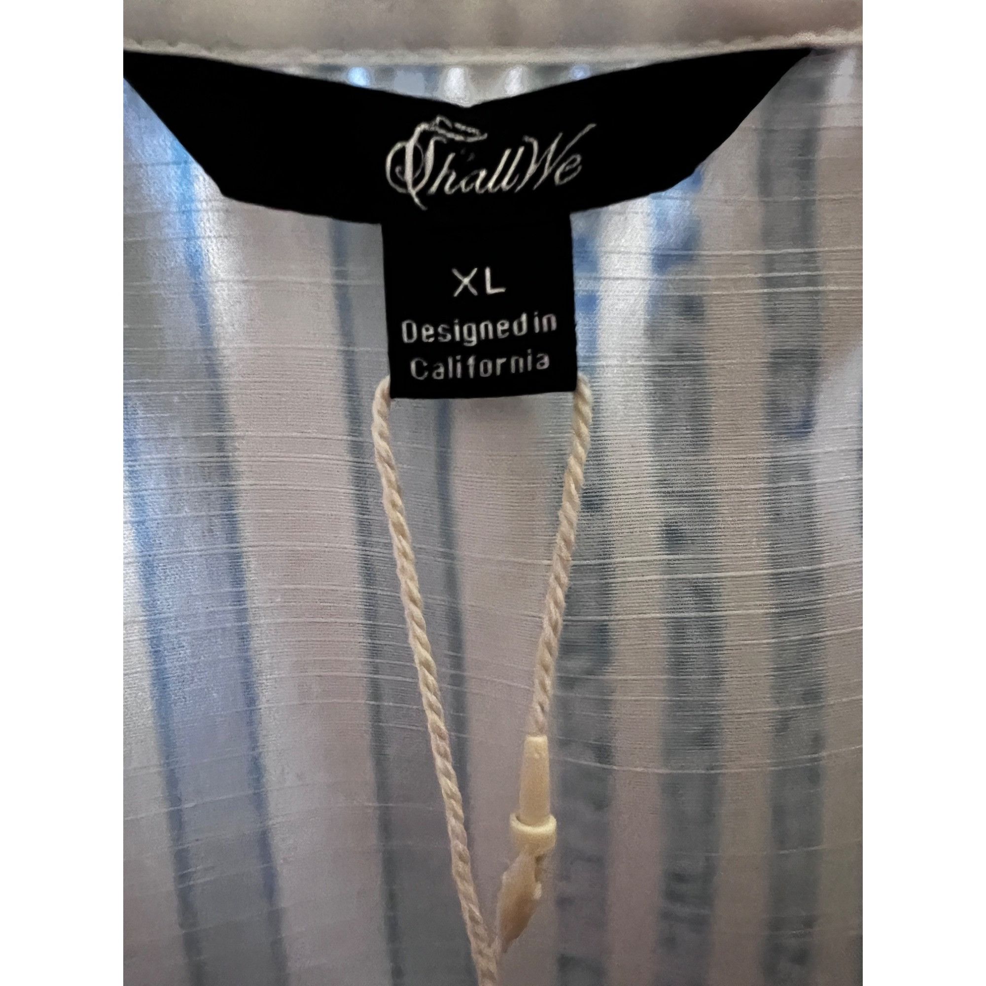 Designer Womens Blue White Striped Pullover V-Neck Boho Shirt Top XL Size XL / US 12-14 / IT 48-50 - 6 Thumbnail