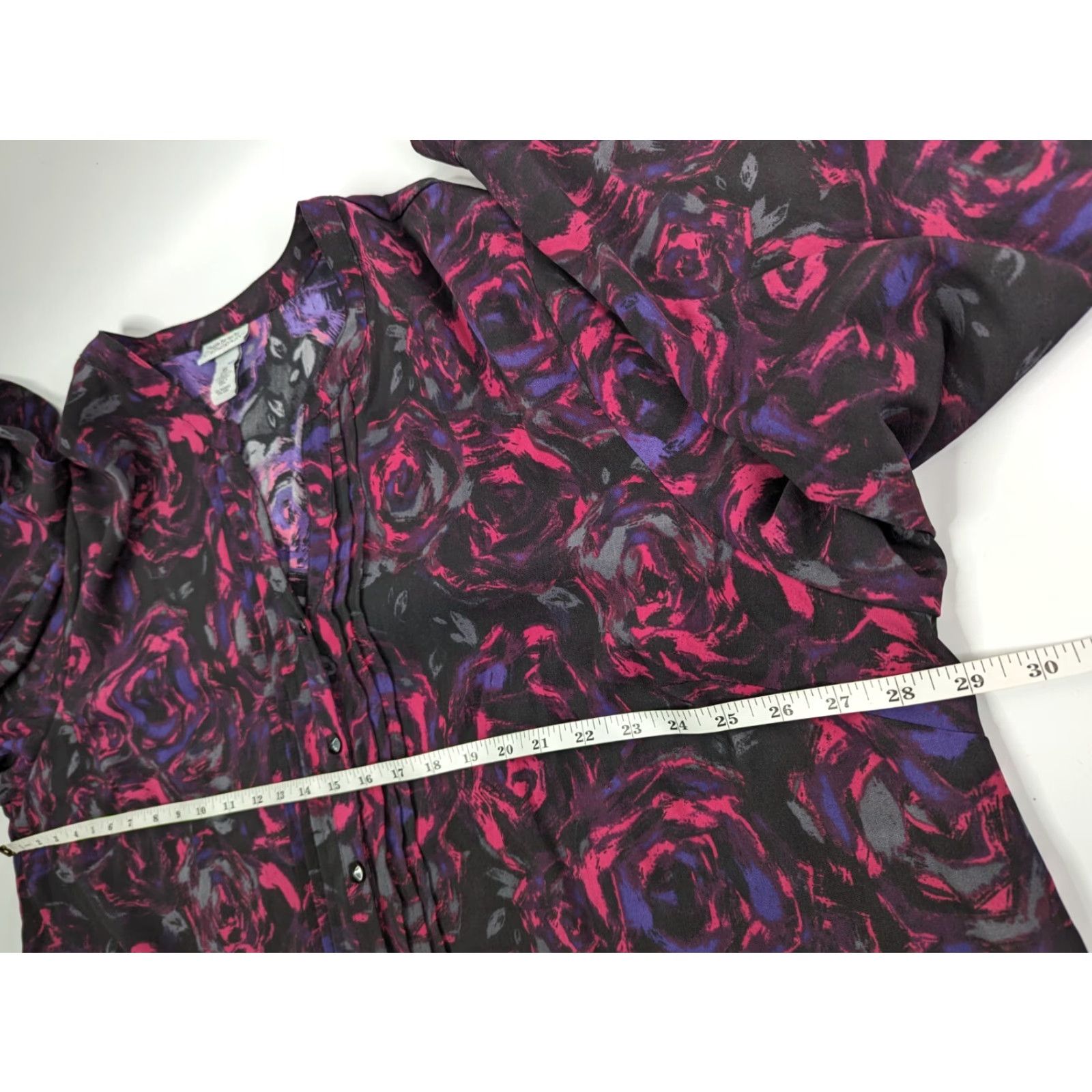 Vintage Maggie Barnes Womens Plus Size 3X Button Up Tunic V-Neck Roll Tab Sleeve Abstract Purple Size XXL / US 16-18 / IT 52-54 - 5 Thumbnail