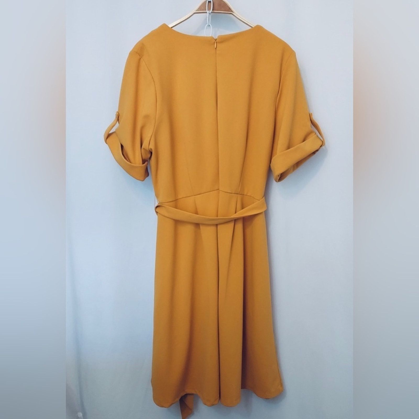 Other Shelby and Palmer Mustard Yellow Fit and Flare Zip Dress Size XXL / US 16-18 / IT 52-54 - 11 Thumbnail