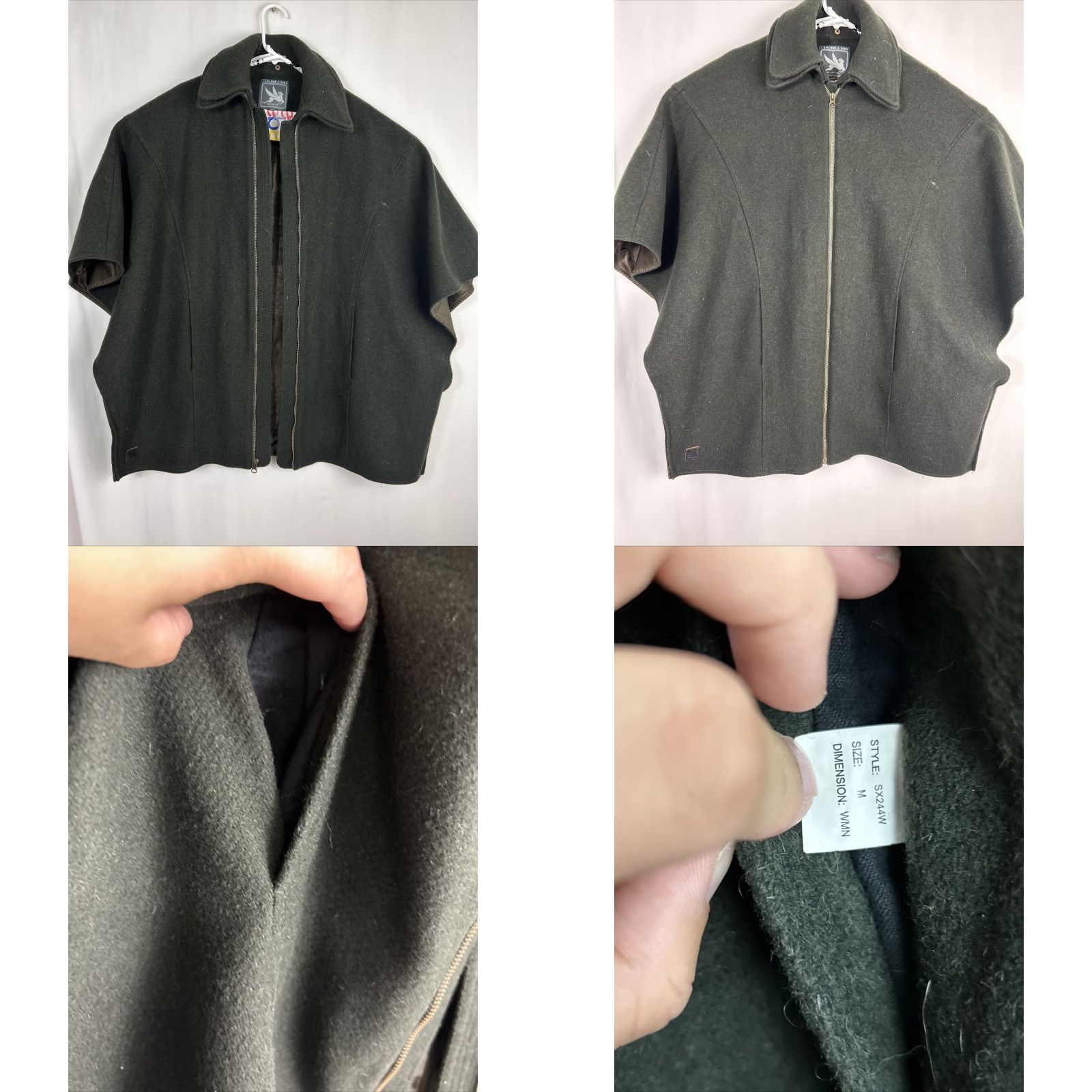 Vintage **Womens Medium Green I. Spiewak & Sons Wool Zip Cape** User: **Green Womens Medium I. Spiewak & Sons Wool Zip Cape** Size M / US 6-8 / IT 42-44 - 9 Thumbnail