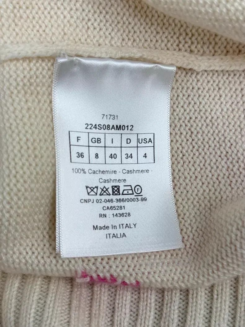 Dior Dior White and pink letter cashmere sweater Size XS / US 0-2 / IT 36-38 - 5 Thumbnail