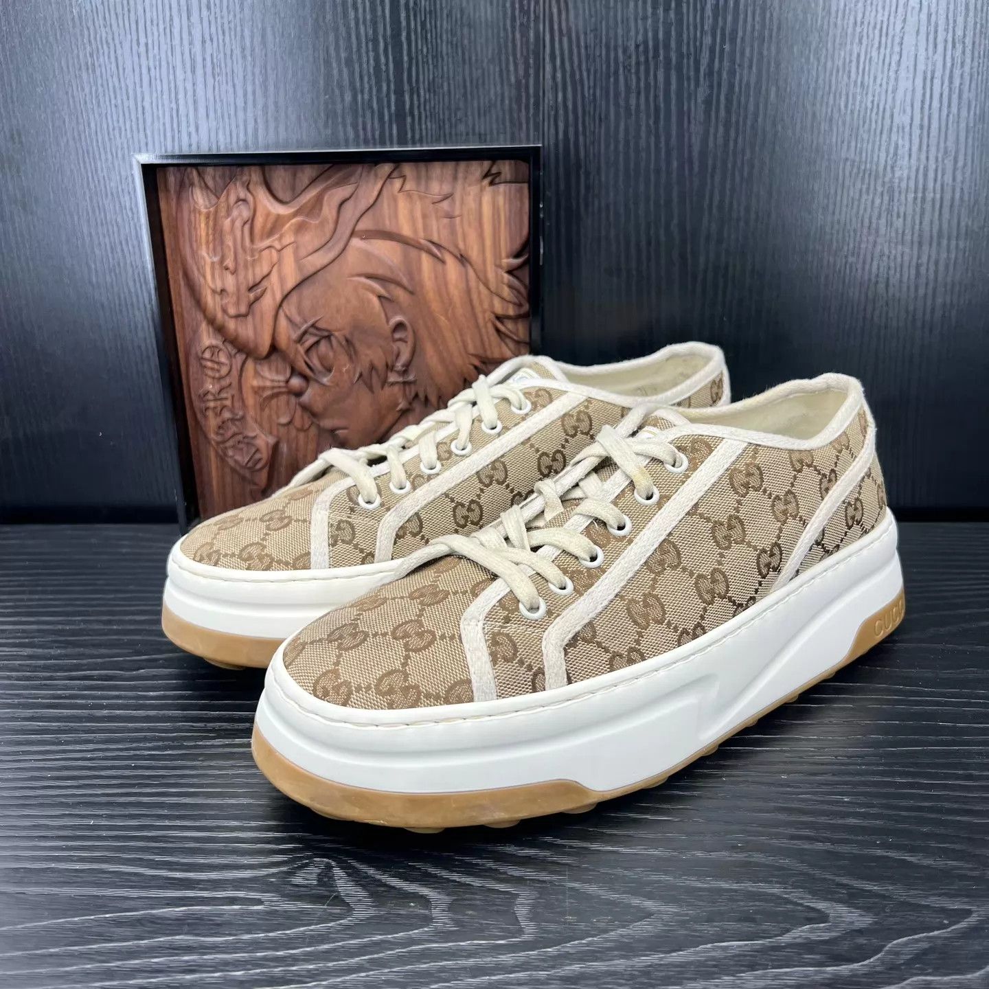 Gucci GUCCI Interlocking white & brown sneakers US9/EU43 Size US 9 / EU 42 - 1 Thumbnail