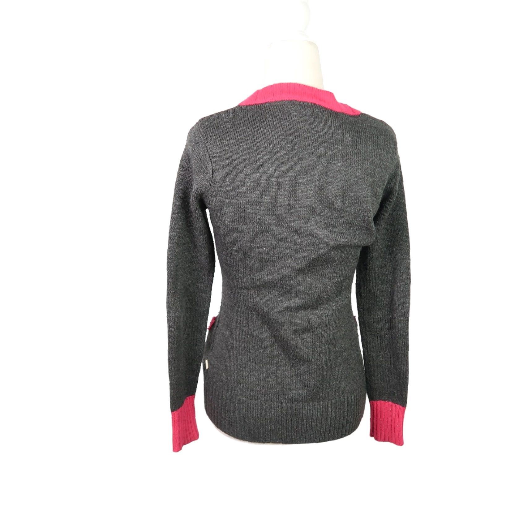 Vintage VINTAGE Tommy Girl Cardigan Shirt Women S Charcoal Grey Pink Knit Acrylic Embroidered Logo Fitted Long Sleeve 23" Size S / US 4 / IT 40 - 4 Thumbnail